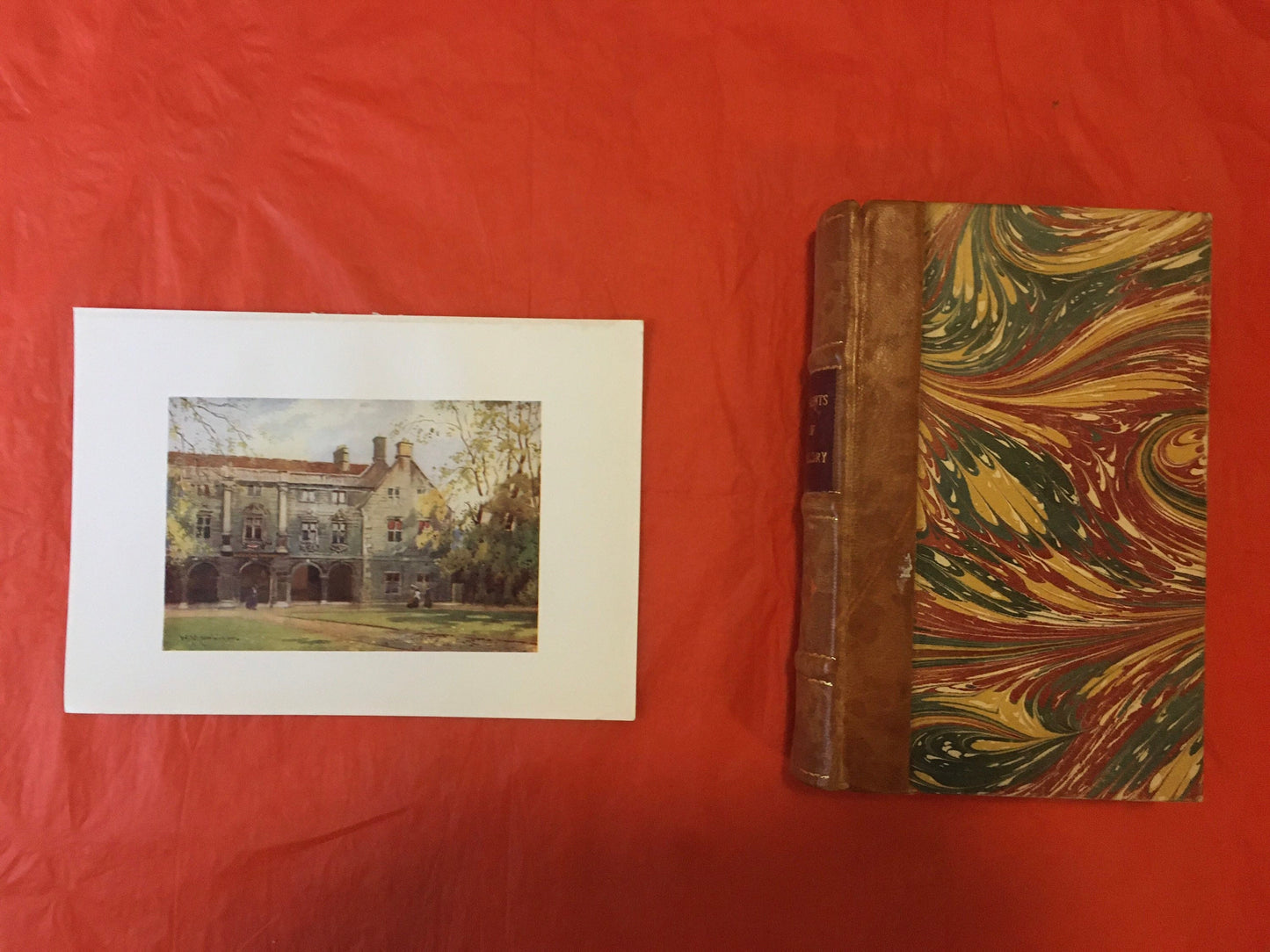 1907 CAMBRIDGE - MAGDALENE COLLEGE Pepy's Library - William Mathison Painting - Cambridge University - Cambridge Painting - 116 Years Old