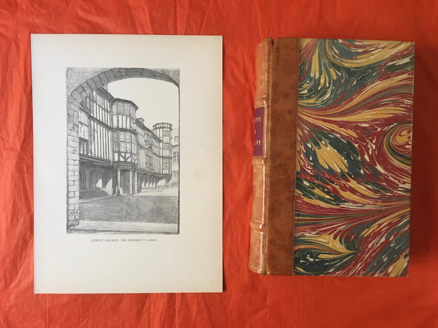 1927 CAMBRIDGE - QUEEN'S COLLEGE, President's Lodge, by W.G. Blackall - Original Print - Cambridge University Print - Over 90 Years Old