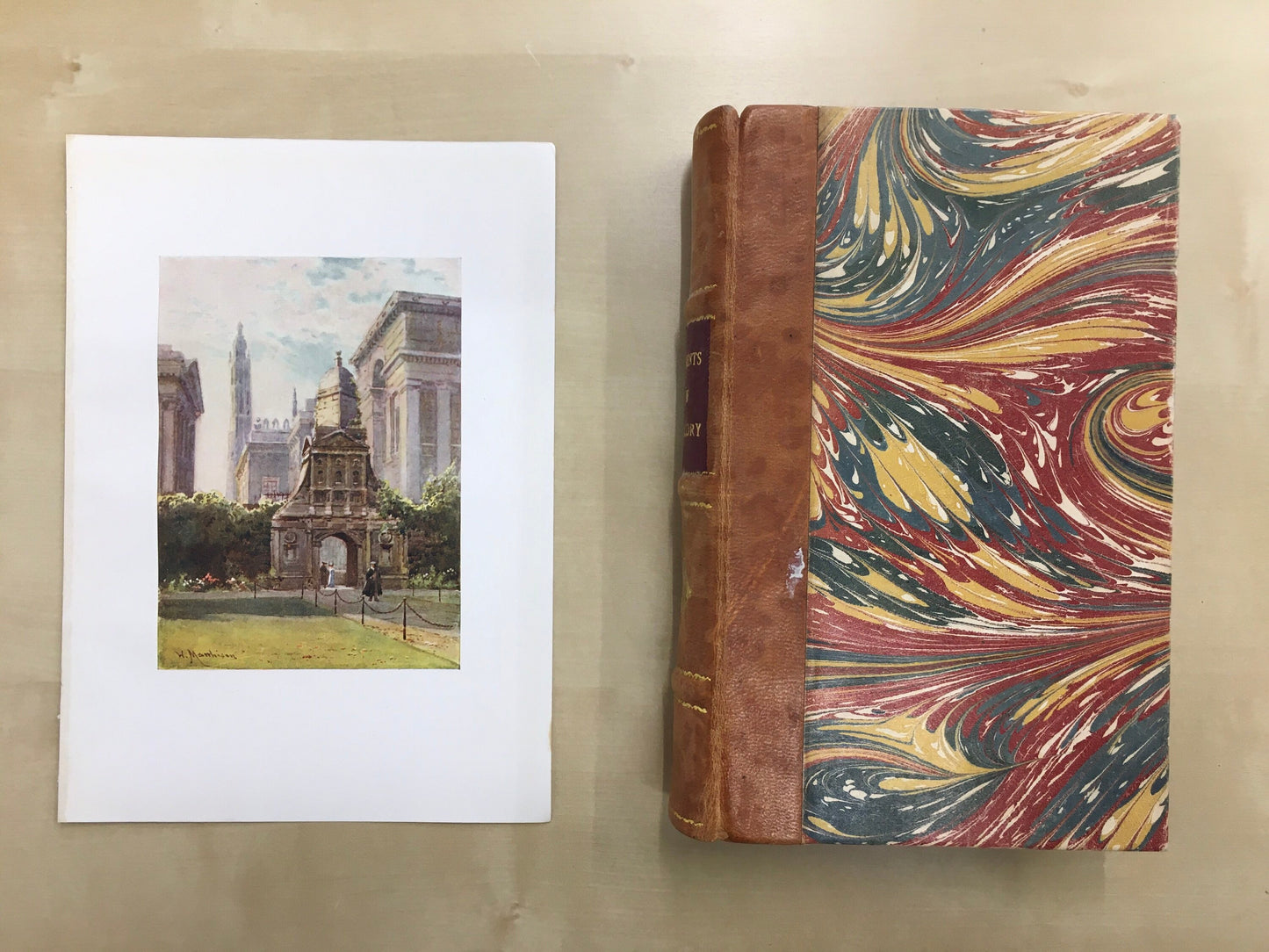 1907 CAMBRIDGE - CAIUS COLLEGE: The Gate of Honour - William Mathison Painting - Cambridge University - Cambridge Painting - 116 Years Old