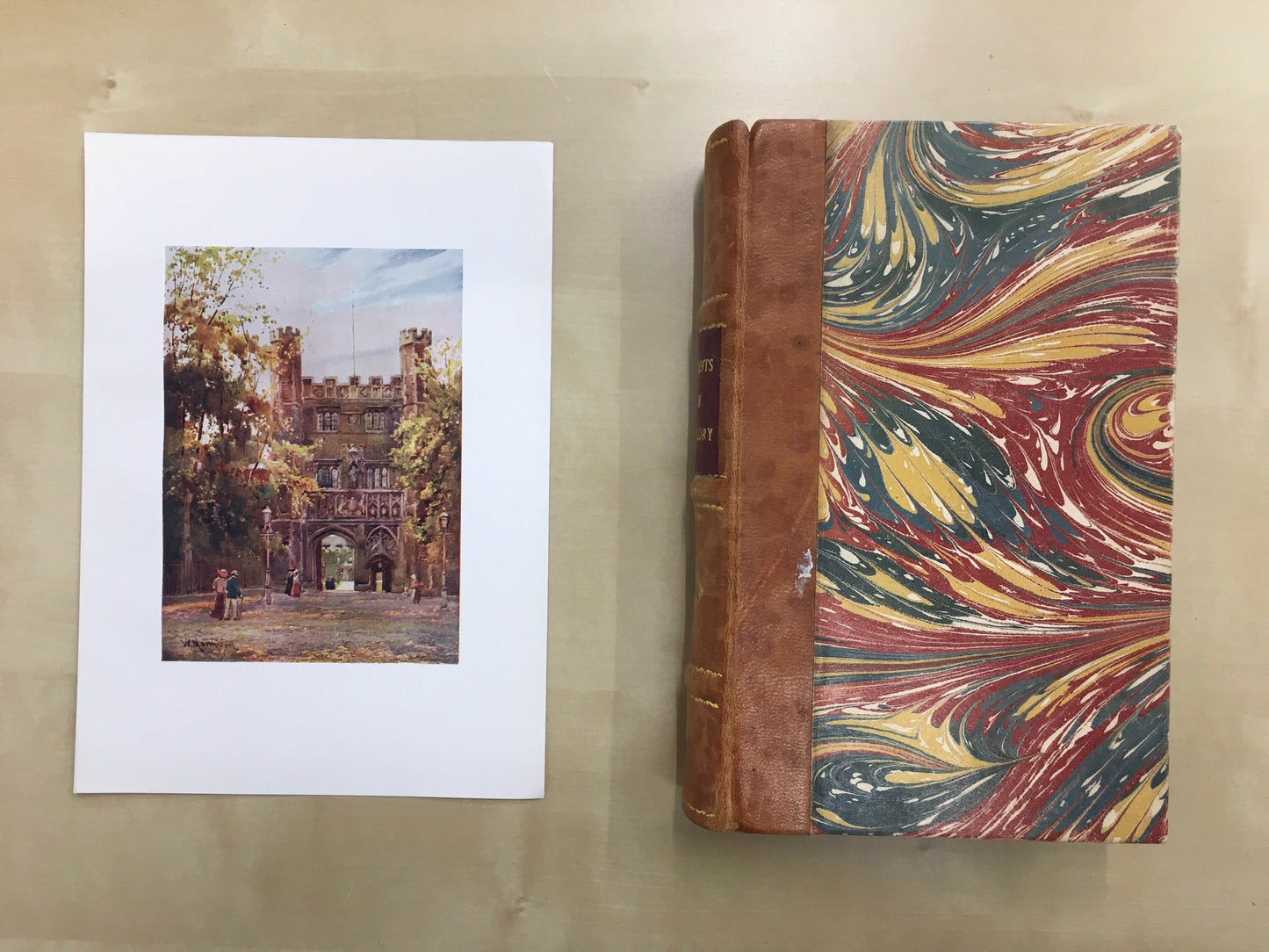 1907 CAMBRIDGE - TRINITY COLLEGE Gateway - William Mathison Painting - Cambridge University - Cambridge Painting - 116 Years Old