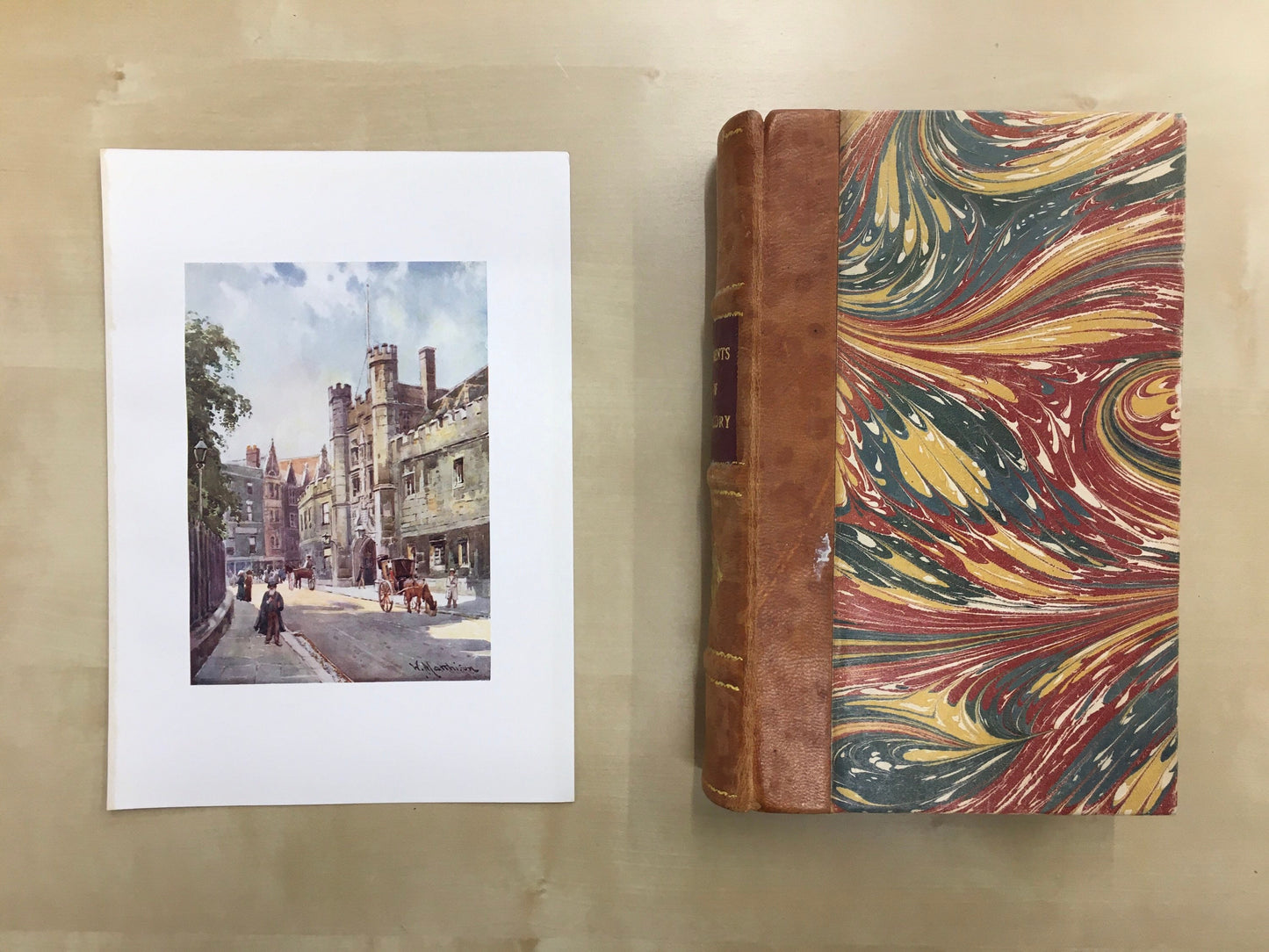 1907 CAMBRIDGE - CHRIST'S COLLEGE Gateway - William Mathison Painting - Cambridge University - Cambridge Painting - 116 Years Old