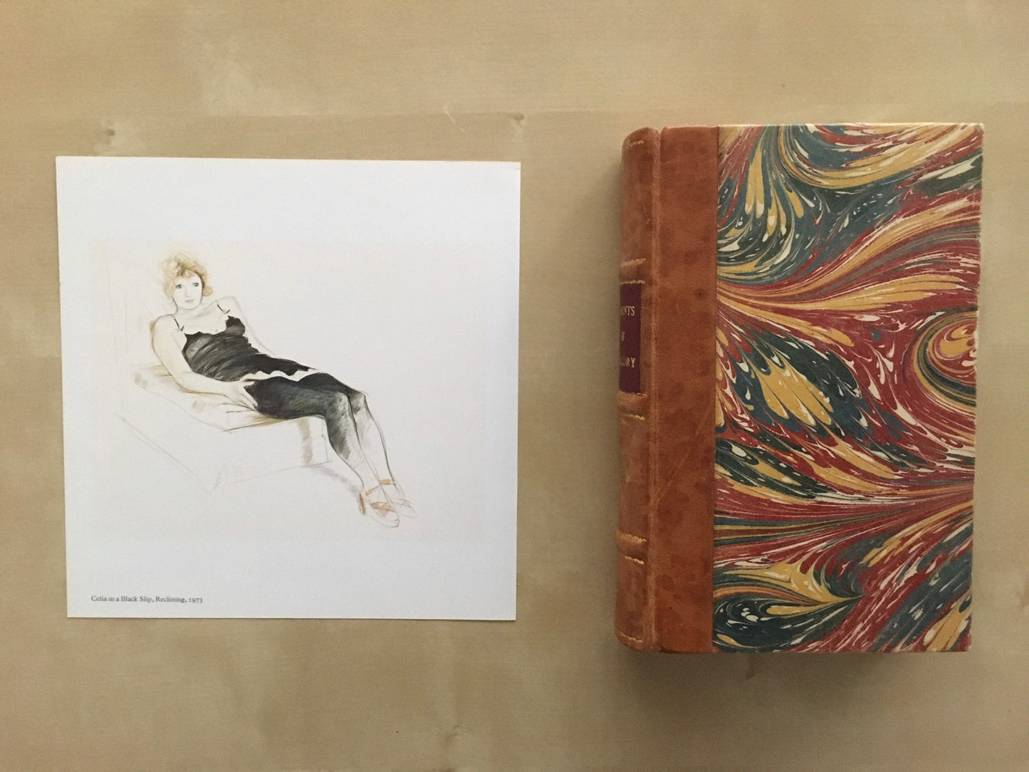 Vintage 1978 DAVID HOCKNEY - "Celia in a Black Slip, Reclining, 1973" Print - Hockney Art - Hockney Wall Art - 8 x 8.12 Inches