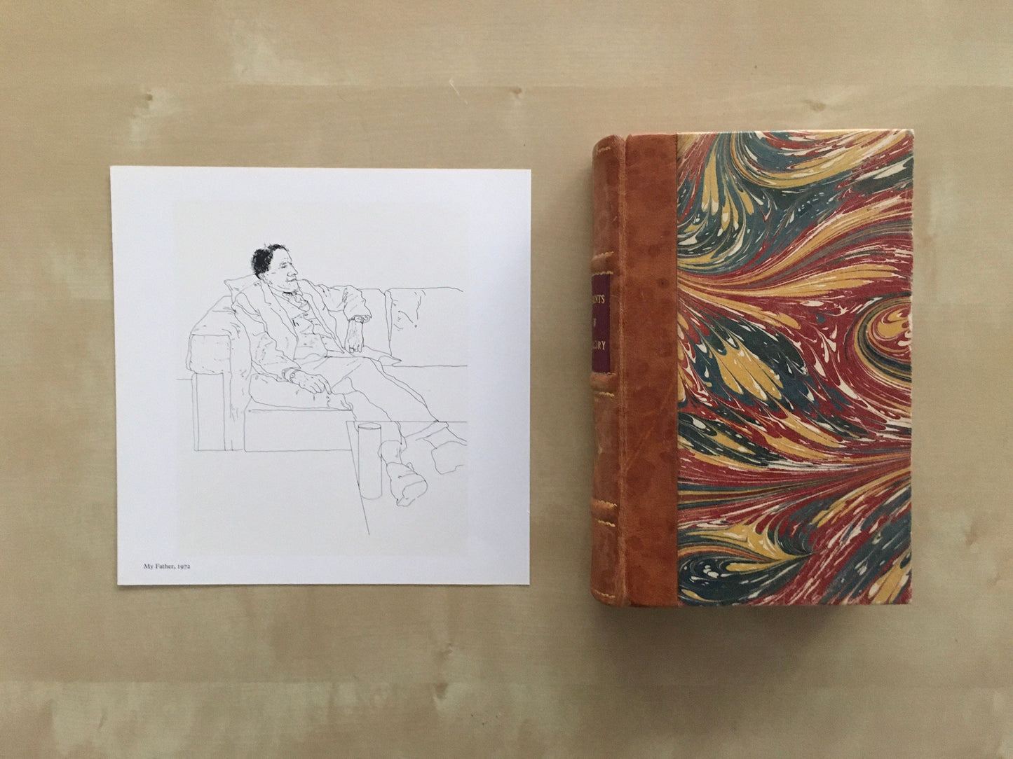 1978 DAVID HOCKNEY - "My Father, 1972" Print - Hockney Art - Hockney Wall Art - Vintage Print - 8 x 8.12 Inches