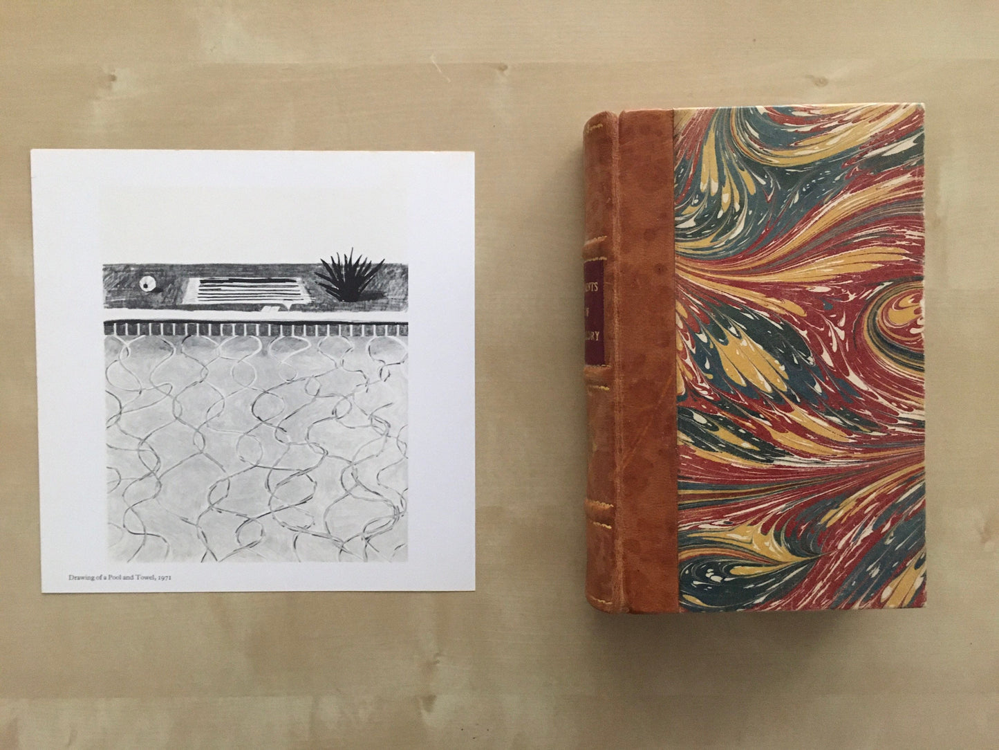 1978 DAVID HOCKNEY - "Drawing of a Pool and Towel, 1971" Print - Hockney Art - Hockney Wall Art - Vintage Print - 8 x 8.12 Inches