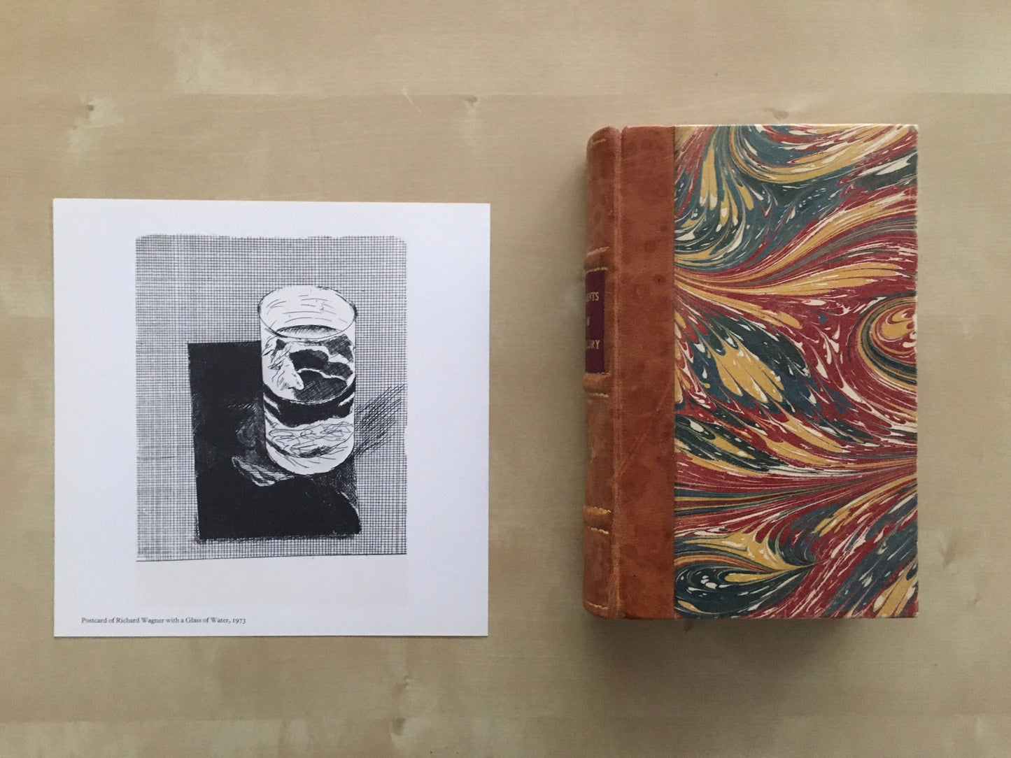 Vintage 1978 DAVID HOCKNEY - "Postcard of Richard Wagner with a Glass of Water, 1973" Print - Hockney Art - Hockney Wall Art - Vintage Print