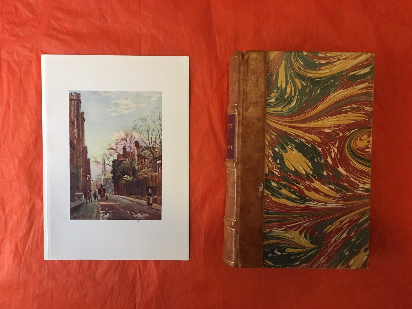 1907 CAMBRIDGE - QUEEN'S LANE (Old Mill Street) - William Mathison - Cambridge University - Cambridge Painting - 116 Years Old