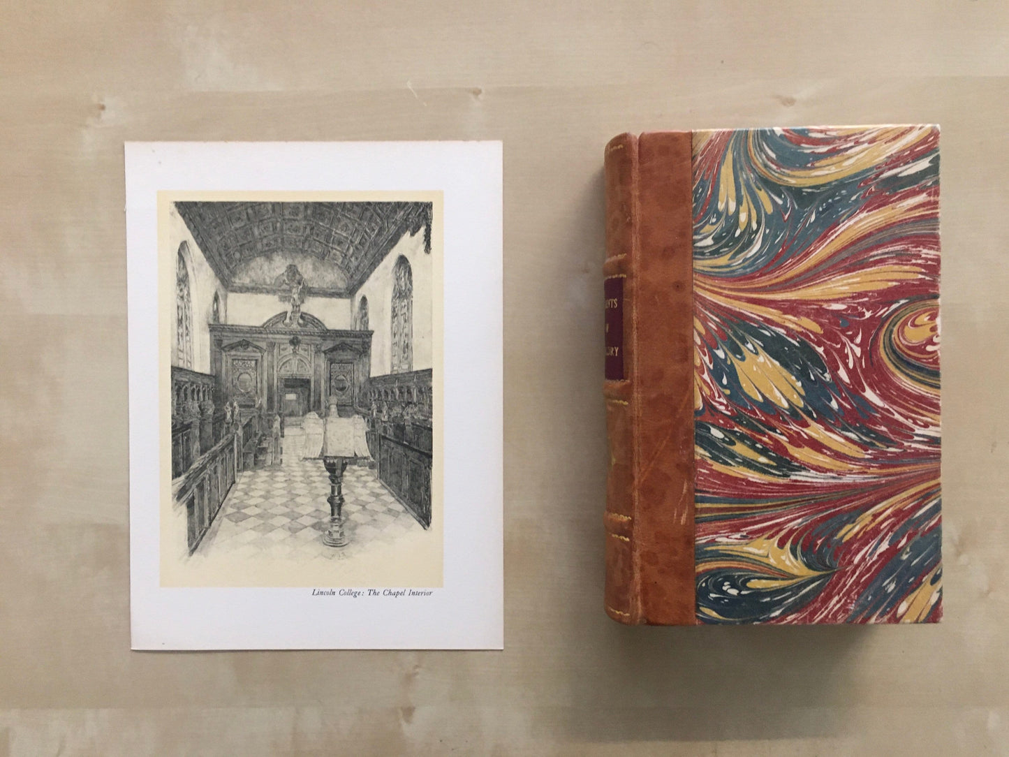 1934 OXFORD - LINCOLN COLLEGE Chapel Interior, by W.G Blackall - Original Print - Oxford University Print - 7.5 x 9 Inches