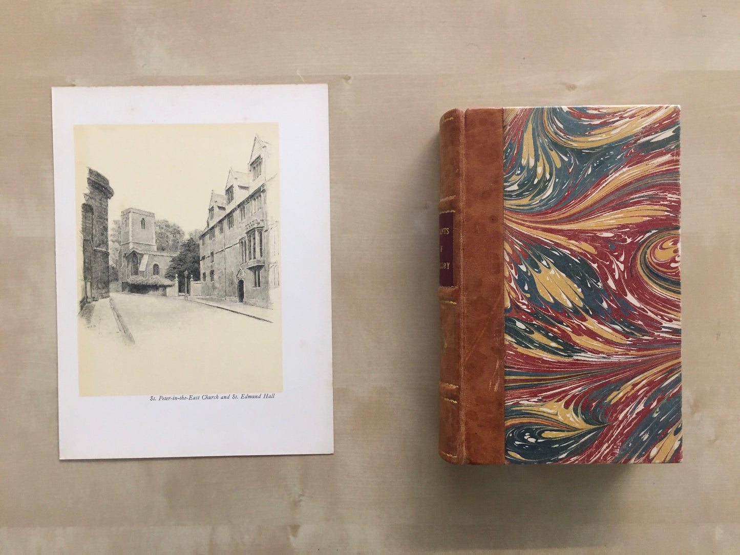 1934 OXFORD - St. Peter-in-the-East Church and St. Edmund Hall by W.G Blackall - Original Print - Oxford University - 7.5 x 9 Inches