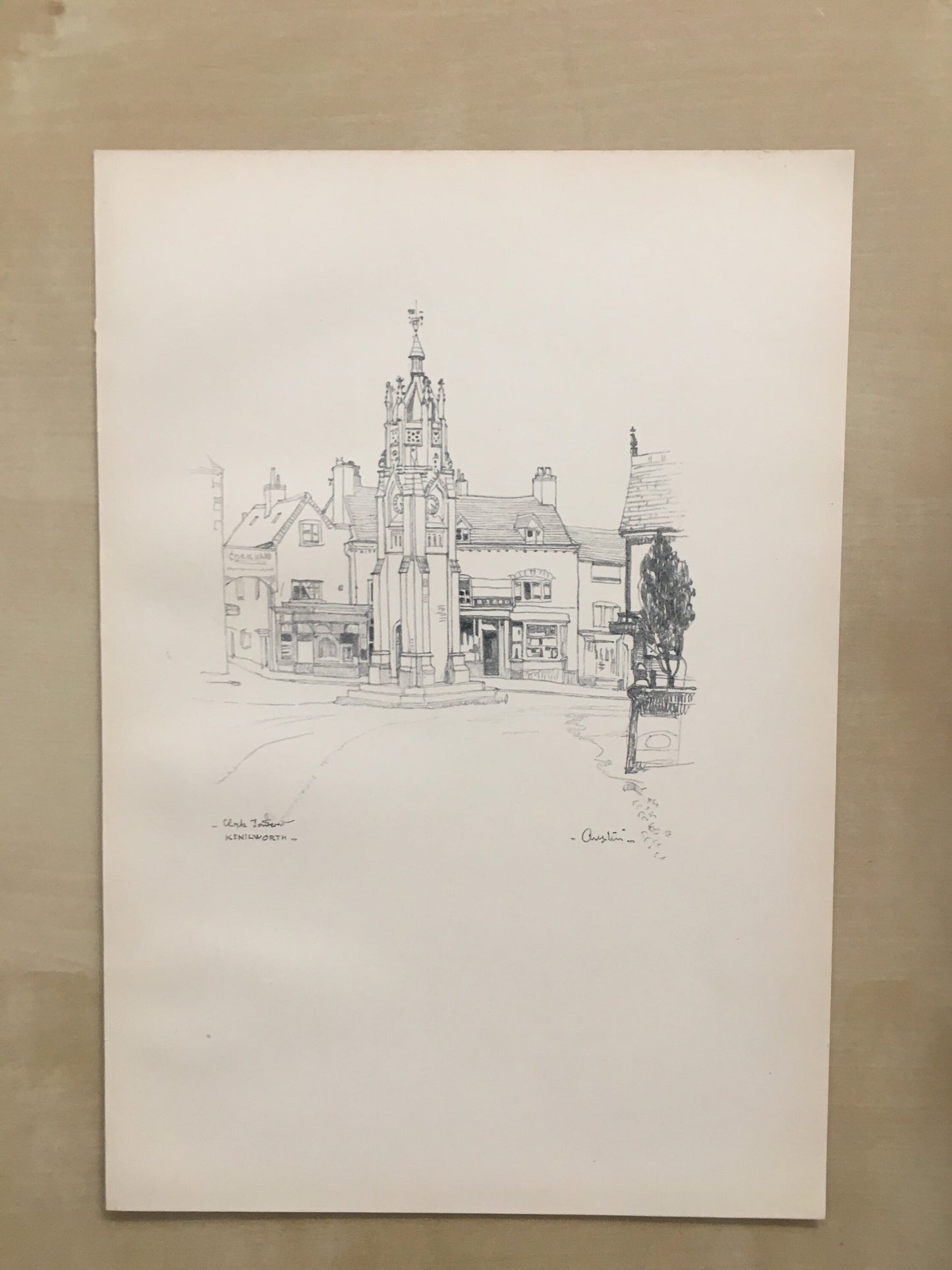 1920 WARWICK - KENILWORTH: Clock Tower - Antique Warwick Print - Local History Print - Warwick Wall Art - Over 100 Years Old