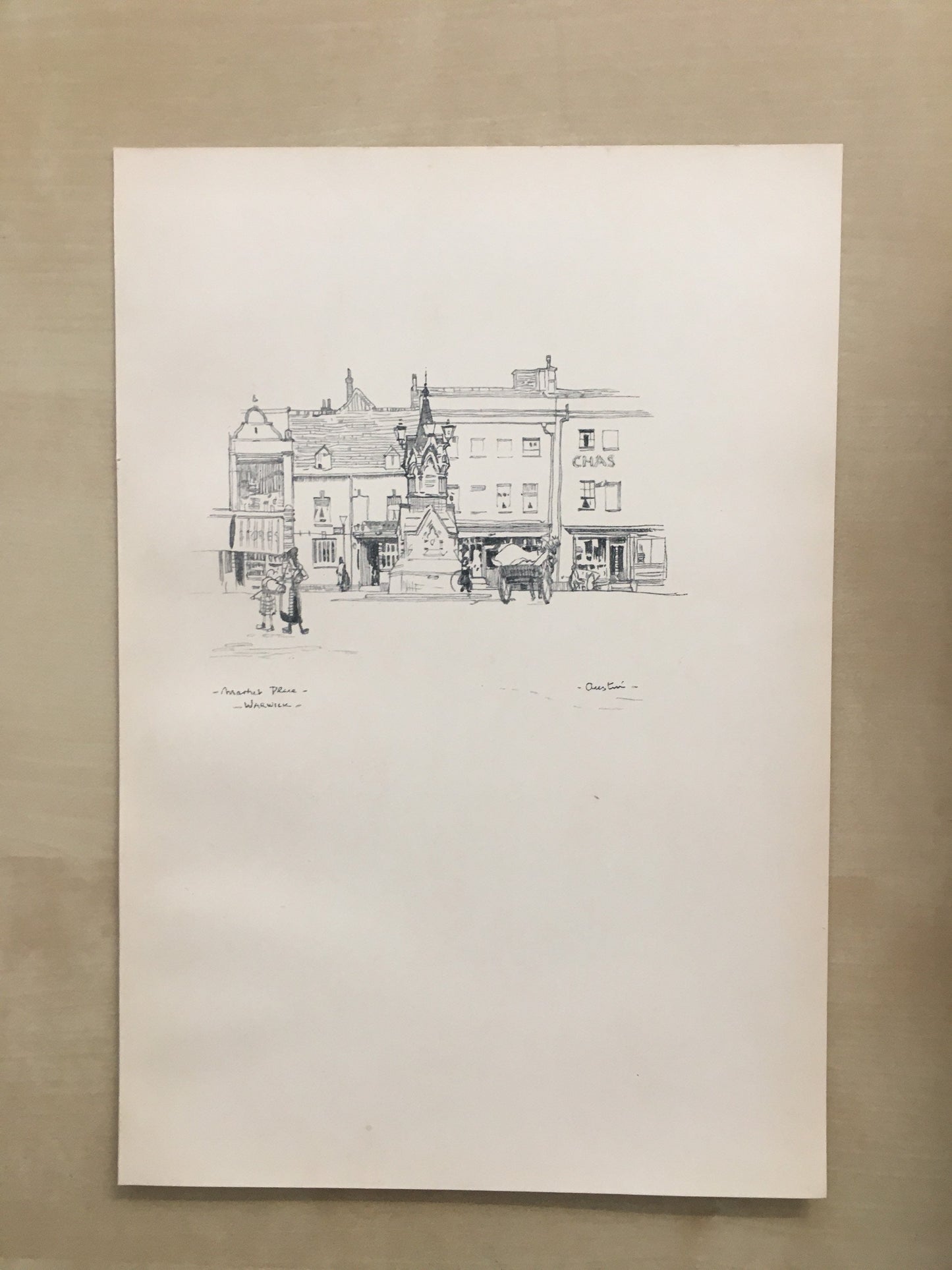 1920 WARWICK - MARKET PLACE - Antique Warwick Print - Local History Print - Warwick Wall Art - Over 100 Years Old