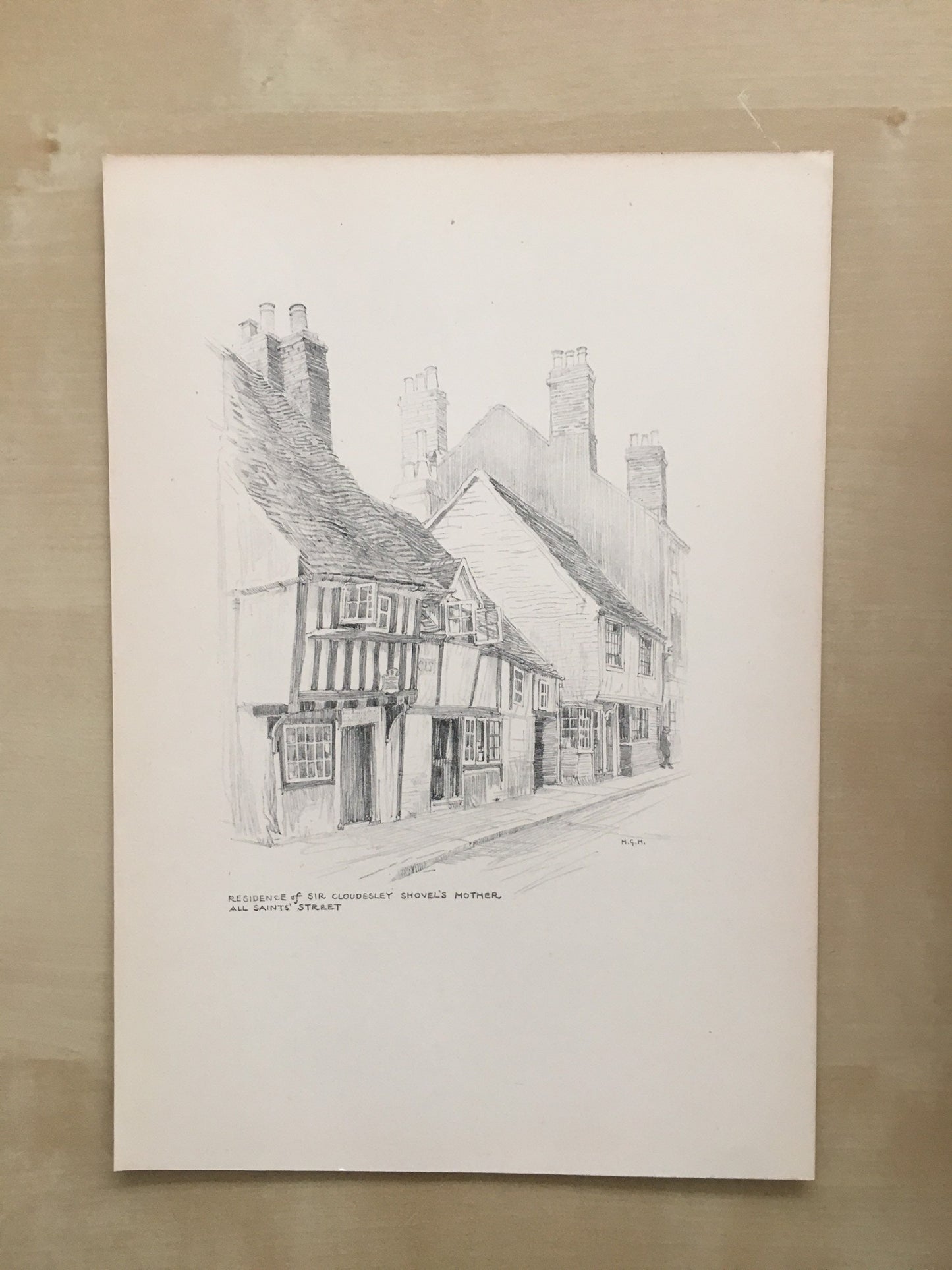 1915 HASTINGS - Sir Cloudesley Shovel's House - Antique Hastings Print - Local History Print - Hasting Kent Wall Art - Over 100 Years Old