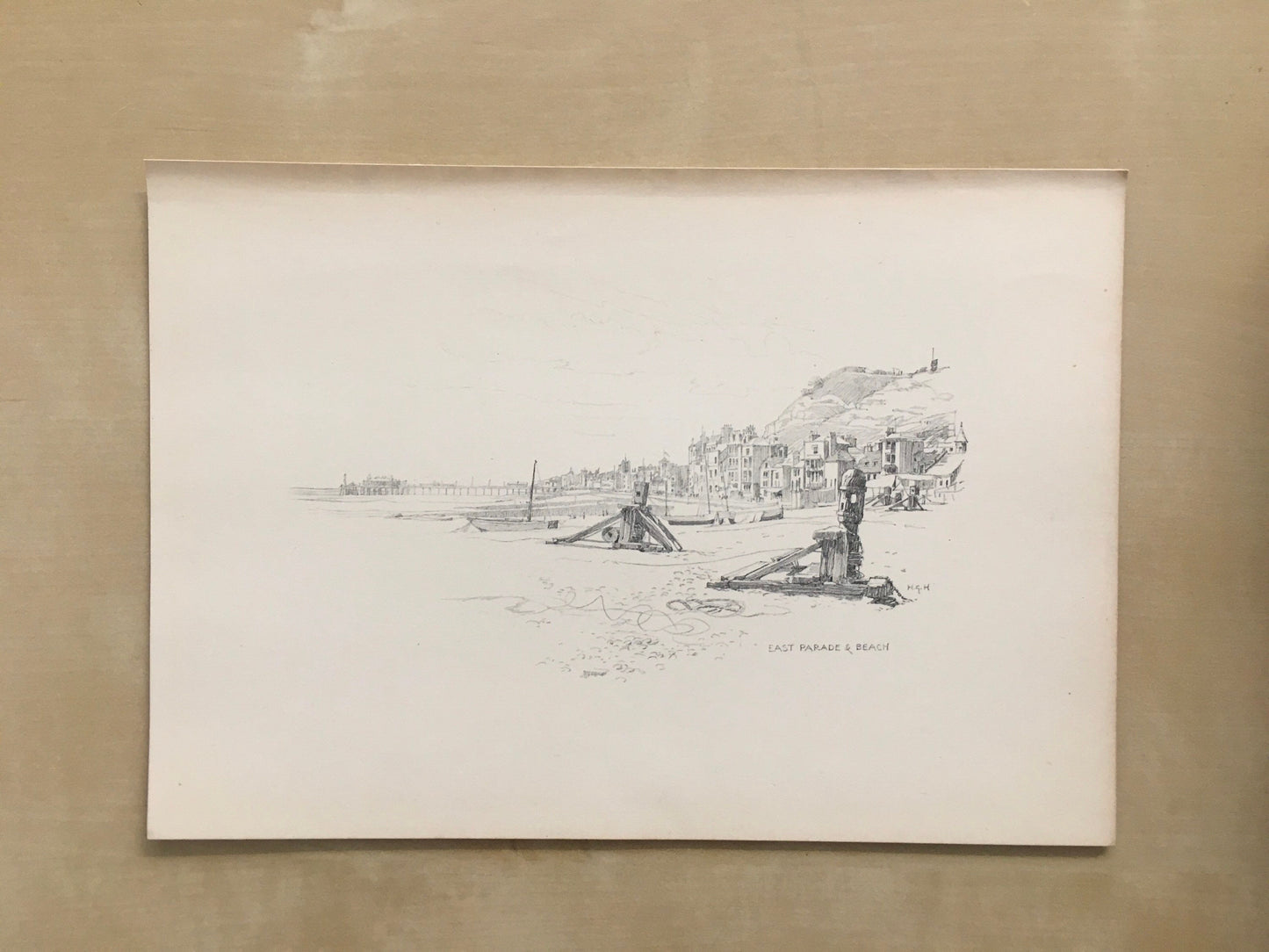 1915 HASTINGS - EAST PARADE - Antique Hastings Print - Local History Print - Hasting Kent Wall Art - Over 100 Years Old