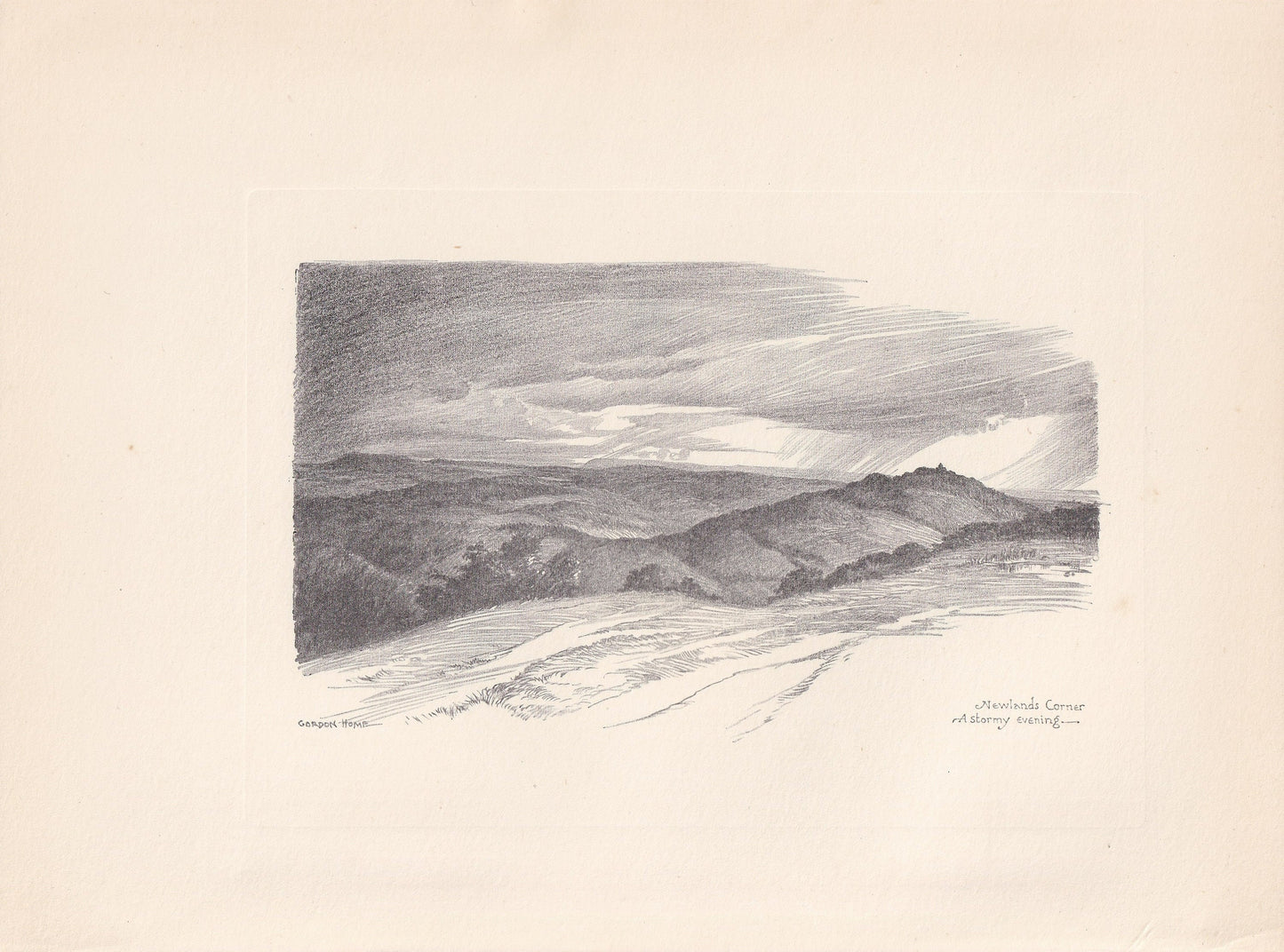 1929 NEWLANDS CORNER - Antique Surrey Print - Surrey Drawing - Surrey Wall Art - Surrey Gift Idea - 10.15 x 7.25 Inches