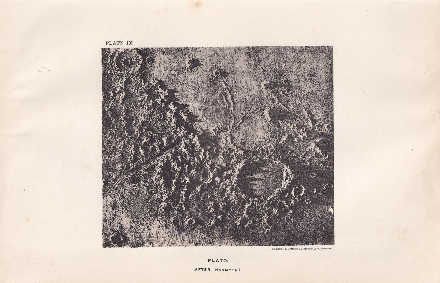 1905 MOON CRATER: PLATO Print - Astronomy Print, The Moon - Astronomy Wall Art - Original Antique Print - Nearly 120 Years Old