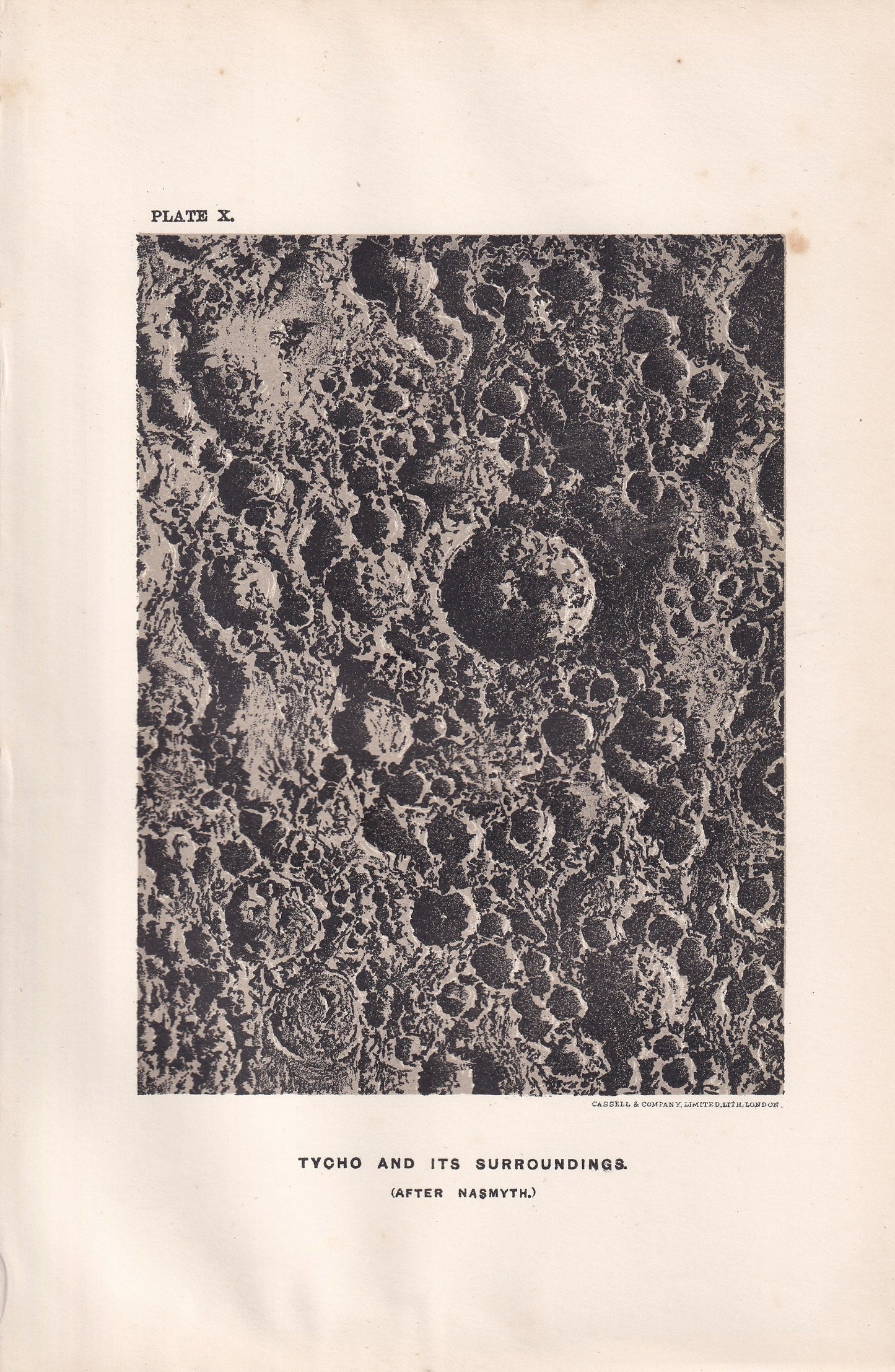 1905 MOON CRATER: TYCHO Print - Astronomy Print, The Moon - Astronomy Wall Art - Original Antique Print - Nearly 120 Years Old