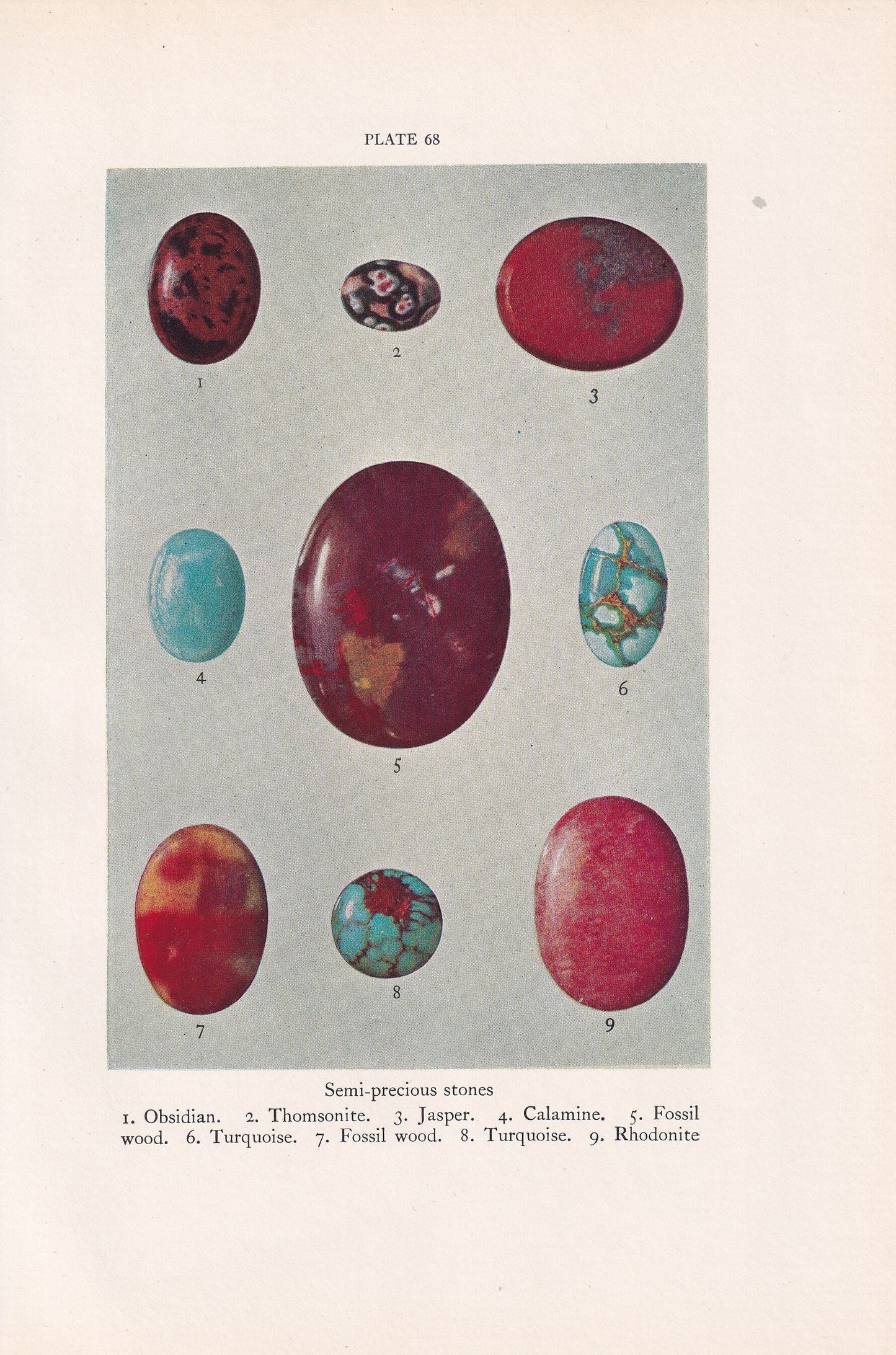 1934 SEMI-PRECIOUS STONES Print - Original Vintage Print - Mineral Print - Mineral Wall Art - 89 Years Old - 9.15 x 6 Inches