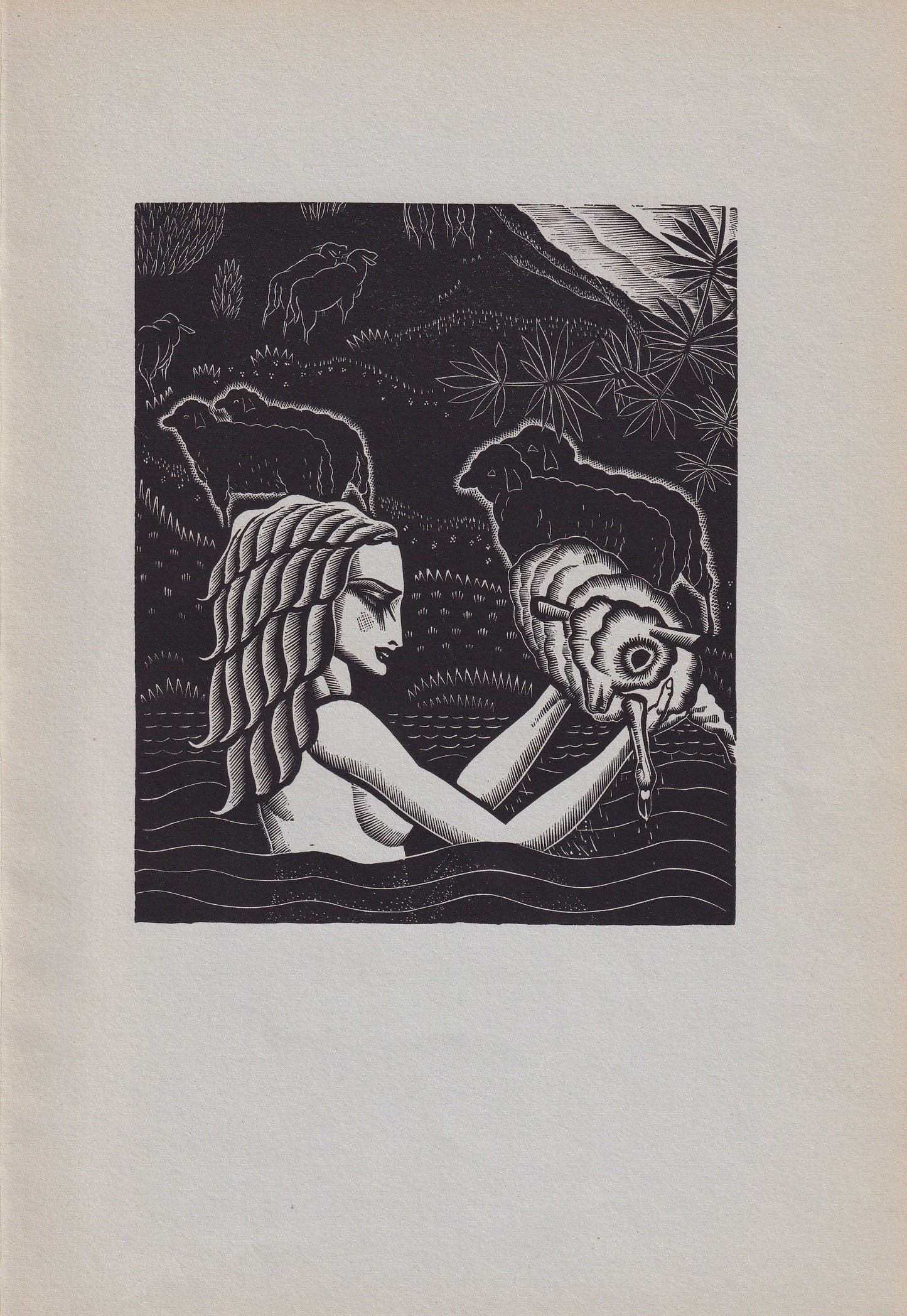 1931 JAMES REID Print - Nude Wall Art - Wood Engraving Nude - Naked Body Print - Song of Songs - Original Antique Print - 7 x 10 Inches