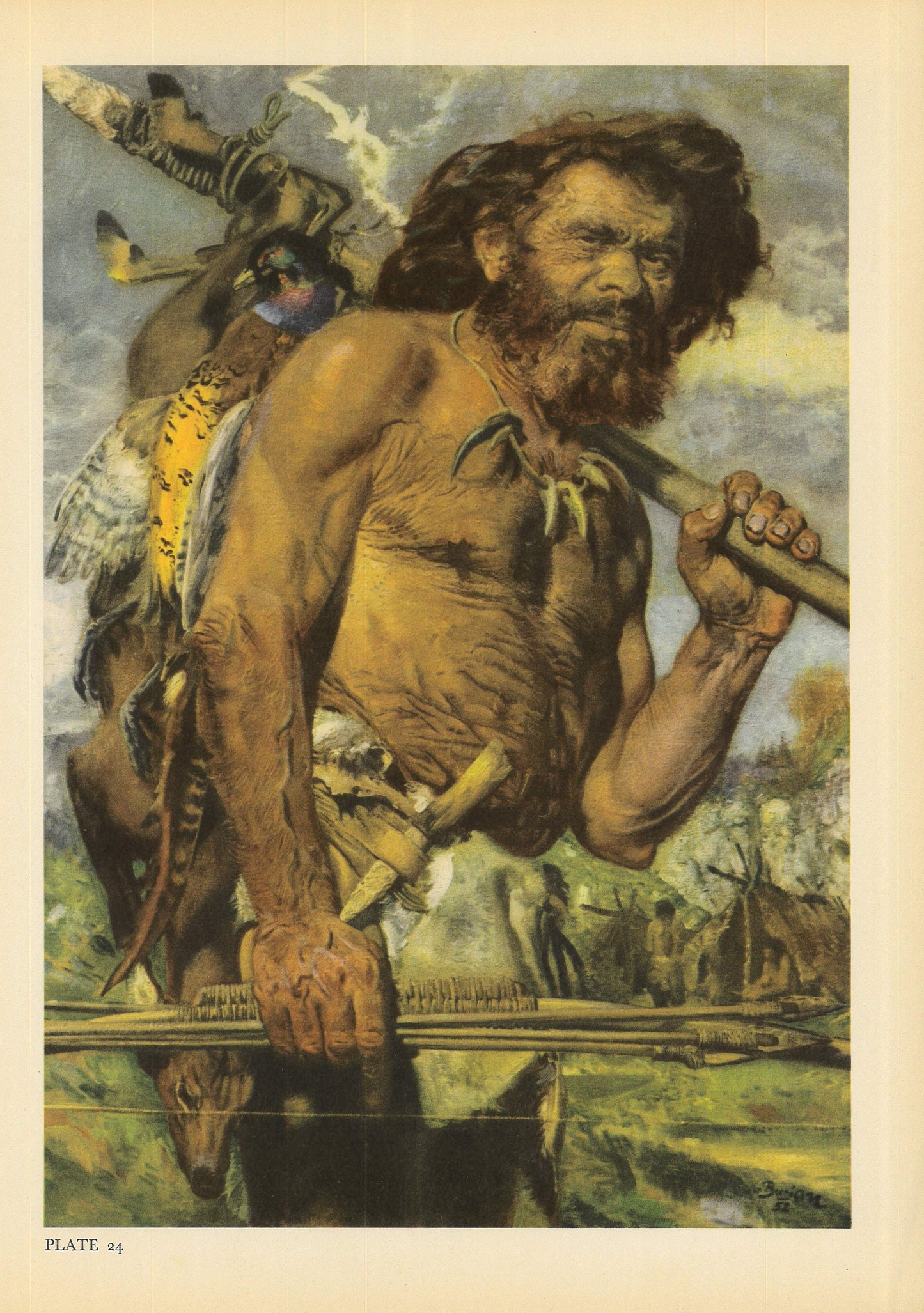 1960 CRO-MAGNON MAN Print - Prehistoric Man Print - Paleoart - Human Evolution Print - Neanderthal Art - 9.75 x 13.5 Inches