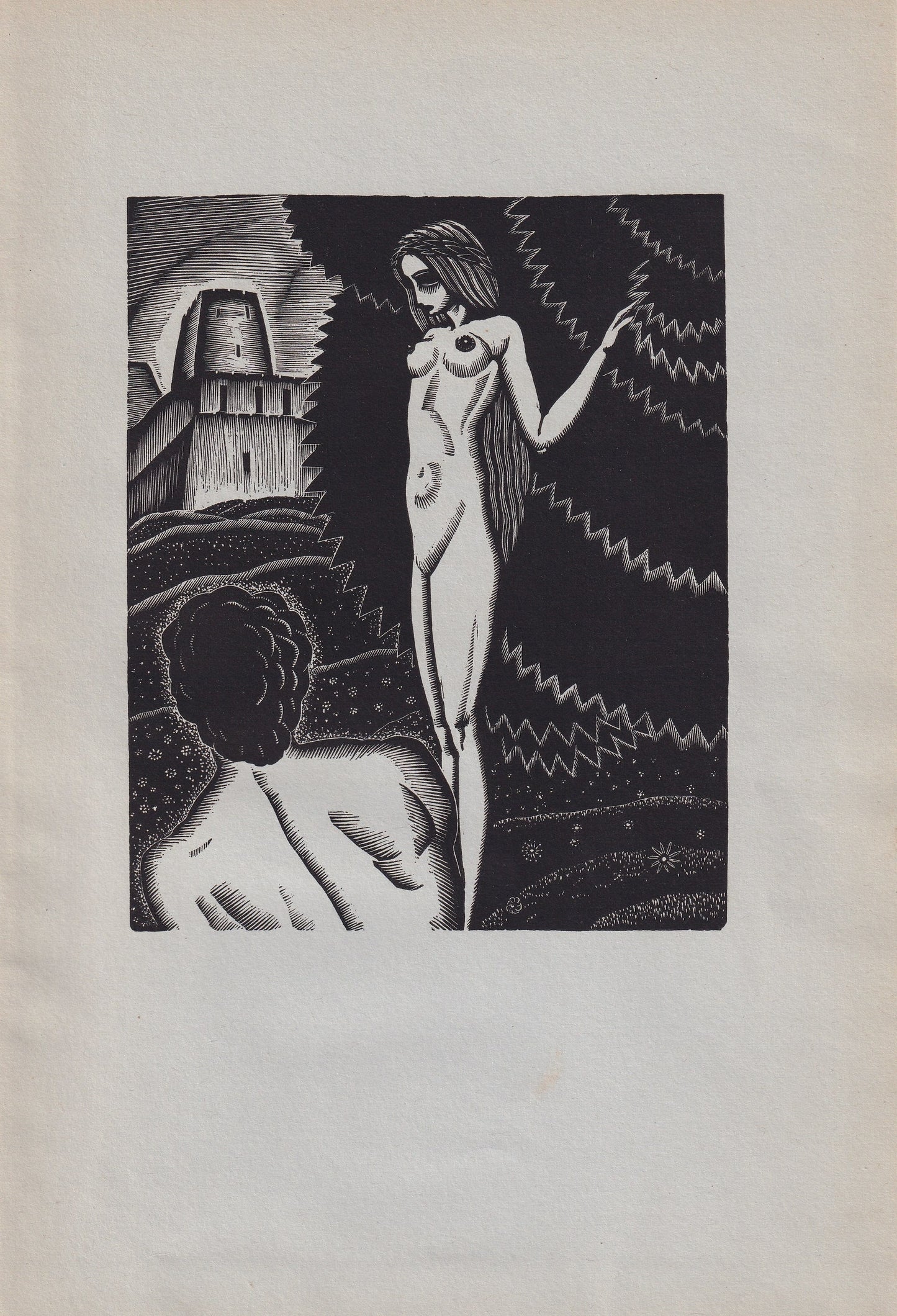 1931 JAMES REID Print - Nude Wall Art - Wood Engraving Nude - Naked Body Print - Song of Songs - Original Antique Print - 7 x 10 Inches