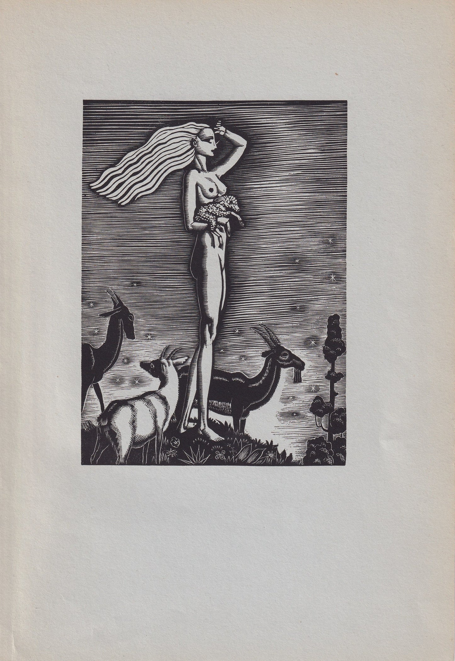 1931 JAMES REID Print - Nude Wall Art - Wood Engraving Nude - Naked Body Print - Song of Songs - Original Antique Print - 7 x 10 Inches