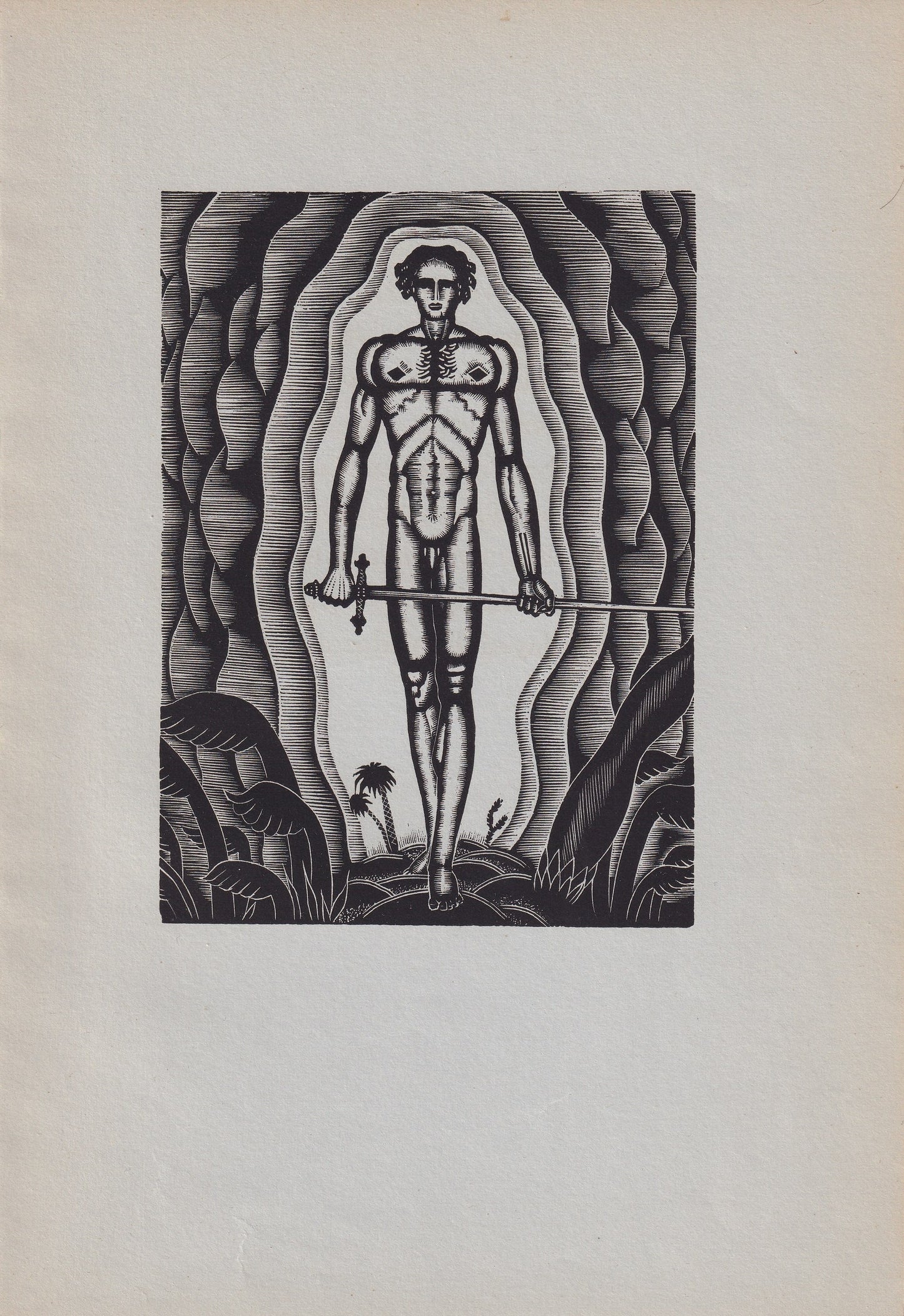 1931 JAMES REID Print - Nude Wall Art - Wood Engraving Nude - Naked Body Print - Song of Songs - Original Antique Print - 7 x 10 Inches