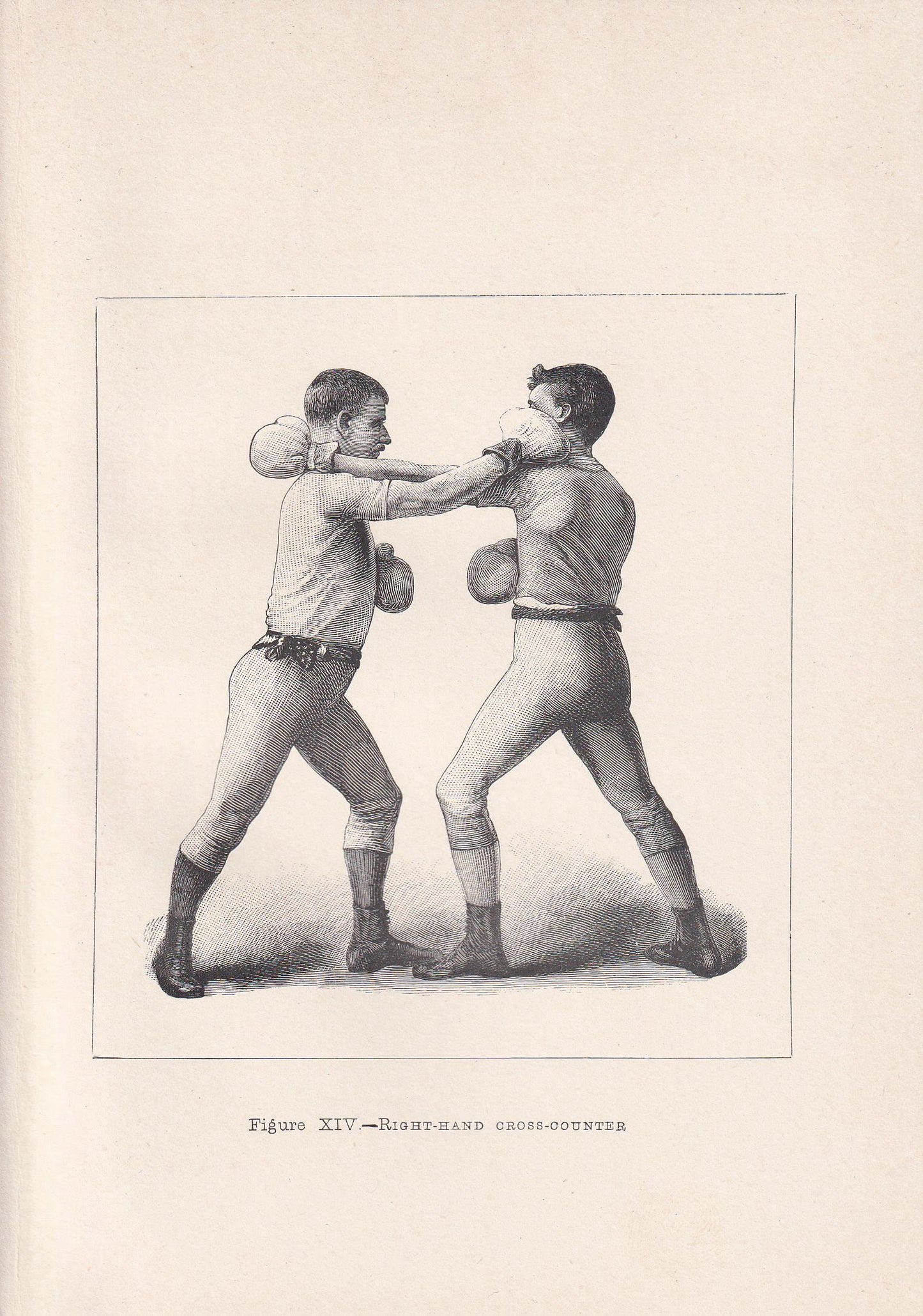 1890 BOXING Print - Right-Hand Cross-Counter - Boxer Gift - Antique Boxing Print - Boxing Wall Art - Father's Day - 5.25 x 7.25 Inches