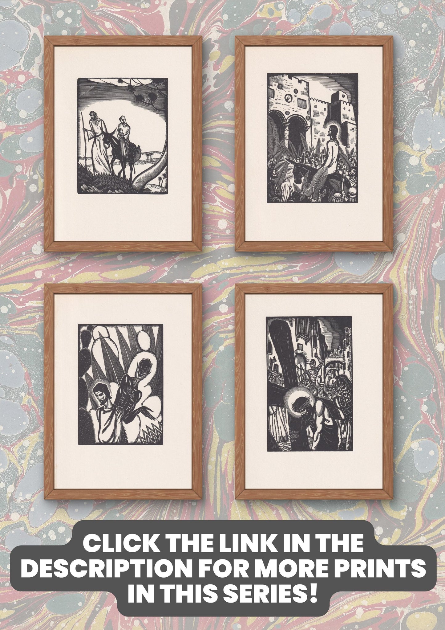 1930 JAMES REID Wood Engraving - 'Judas and the 30 Pieces of Silver' - Bible Wood Engraving - Bible Art - Christian Art - 6 x 9.15 Inches