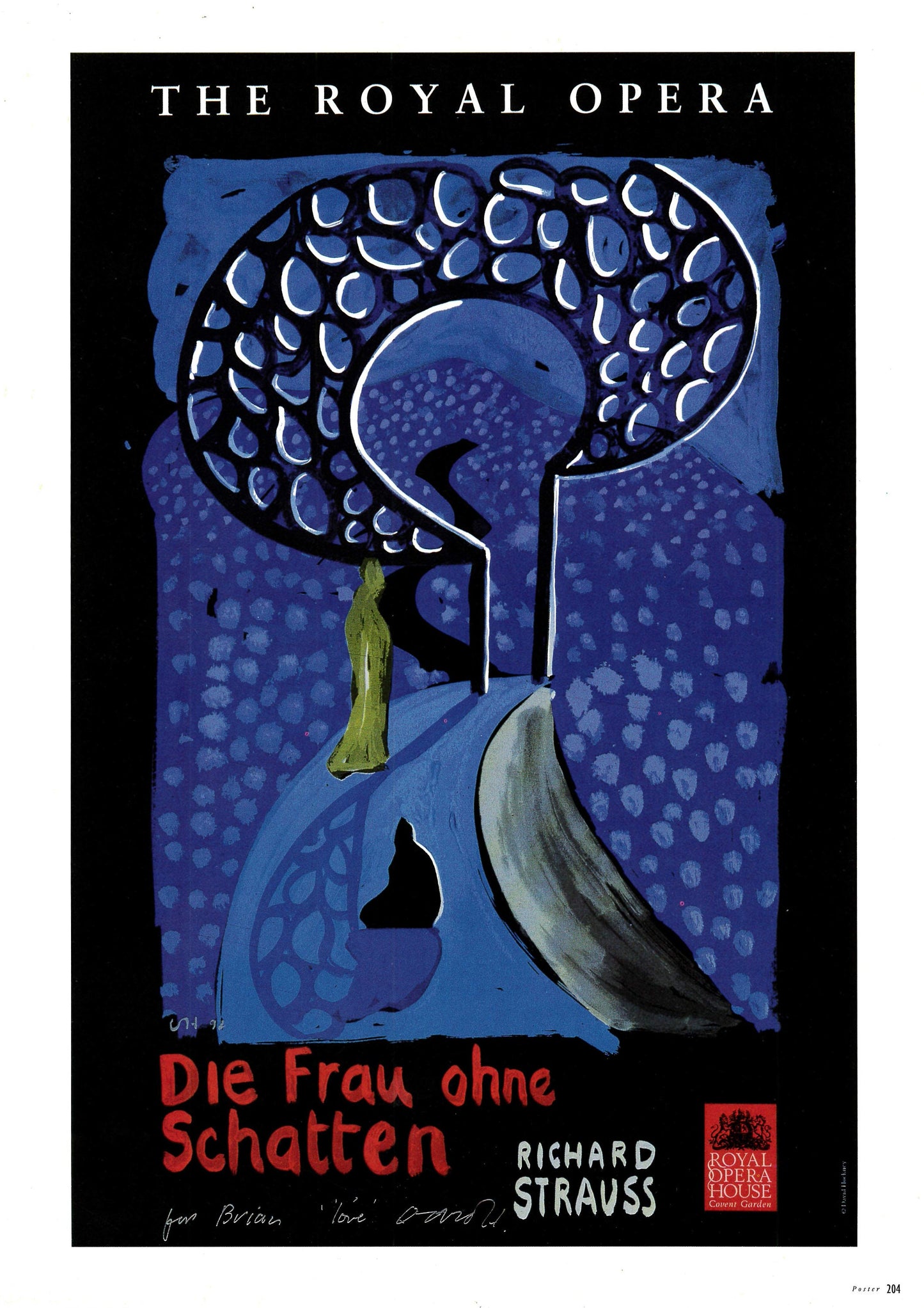 Vintage 1994 DAVID HOCKNEY Print - "Die Frau Ohne Schatten", Royal Opera House - Exhibition Poster - Hockney Poster - 10.25 x