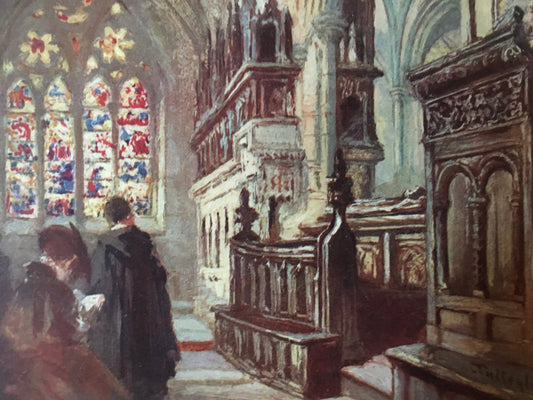 1903 OXFORD - Christ Church College, Oxford University - Interior of Latin Chapel - John Fulleylove - Antique Oxford Print - 8.5 x 6 Inches