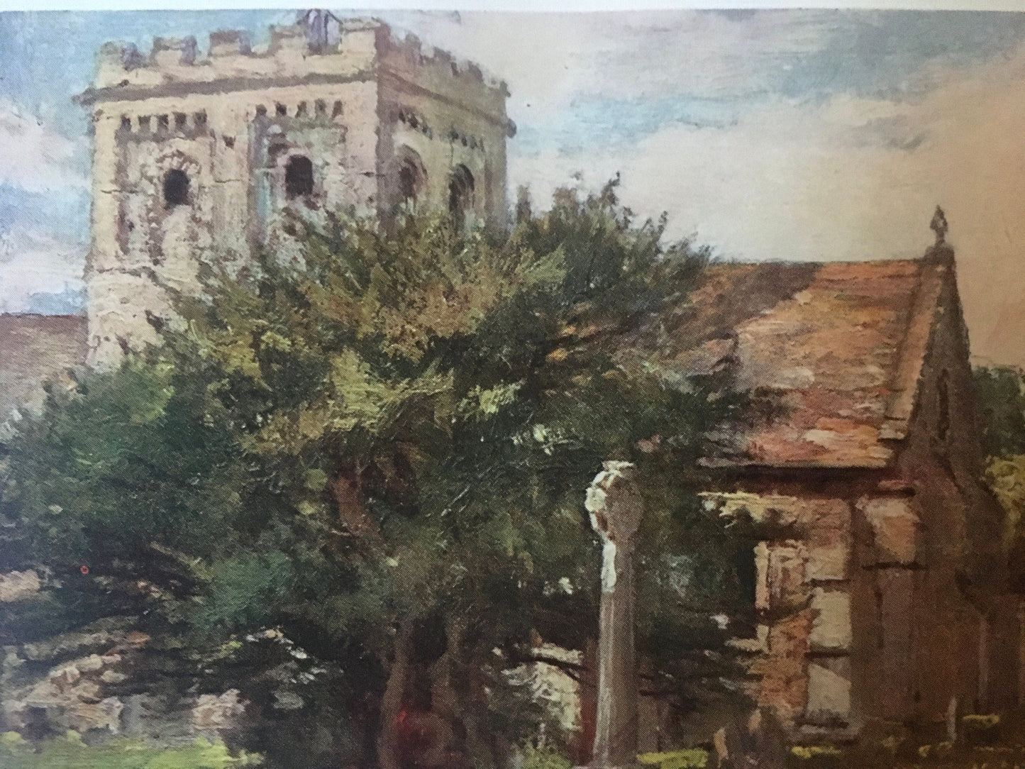 1903 OXFORD - IFFLEY CHURCH, From the South East, Oxford University - John Fulleylove - Antique Oxford Print - 8.5 x 6 Inches