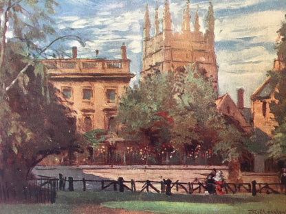 1903 OXFORD - CORPUS CHRISTI College and Merton Tower, Oxford University - John Fulleylove - Antique Oxford Print - 8.5 x 6 Inches