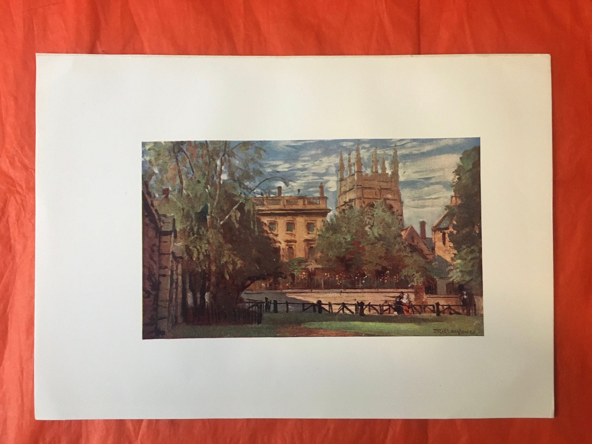 1903 OXFORD - CORPUS CHRISTI College and Merton Tower, Oxford University - John Fulleylove - Antique Oxford Print - 8.5 x 6 Inches
