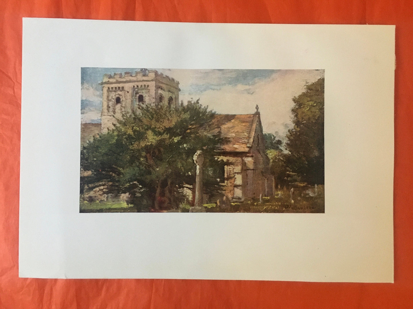 1903 OXFORD - IFFLEY CHURCH, From the South East, Oxford University - John Fulleylove - Antique Oxford Print - 8.5 x 6 Inches