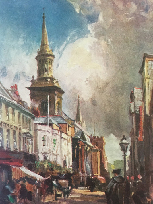 1903 OXFORD - HIGH STREET, Looking East, Oxford University Print - John Fulleylove - Antique Oxford Print - 8.5 x 6 Inches