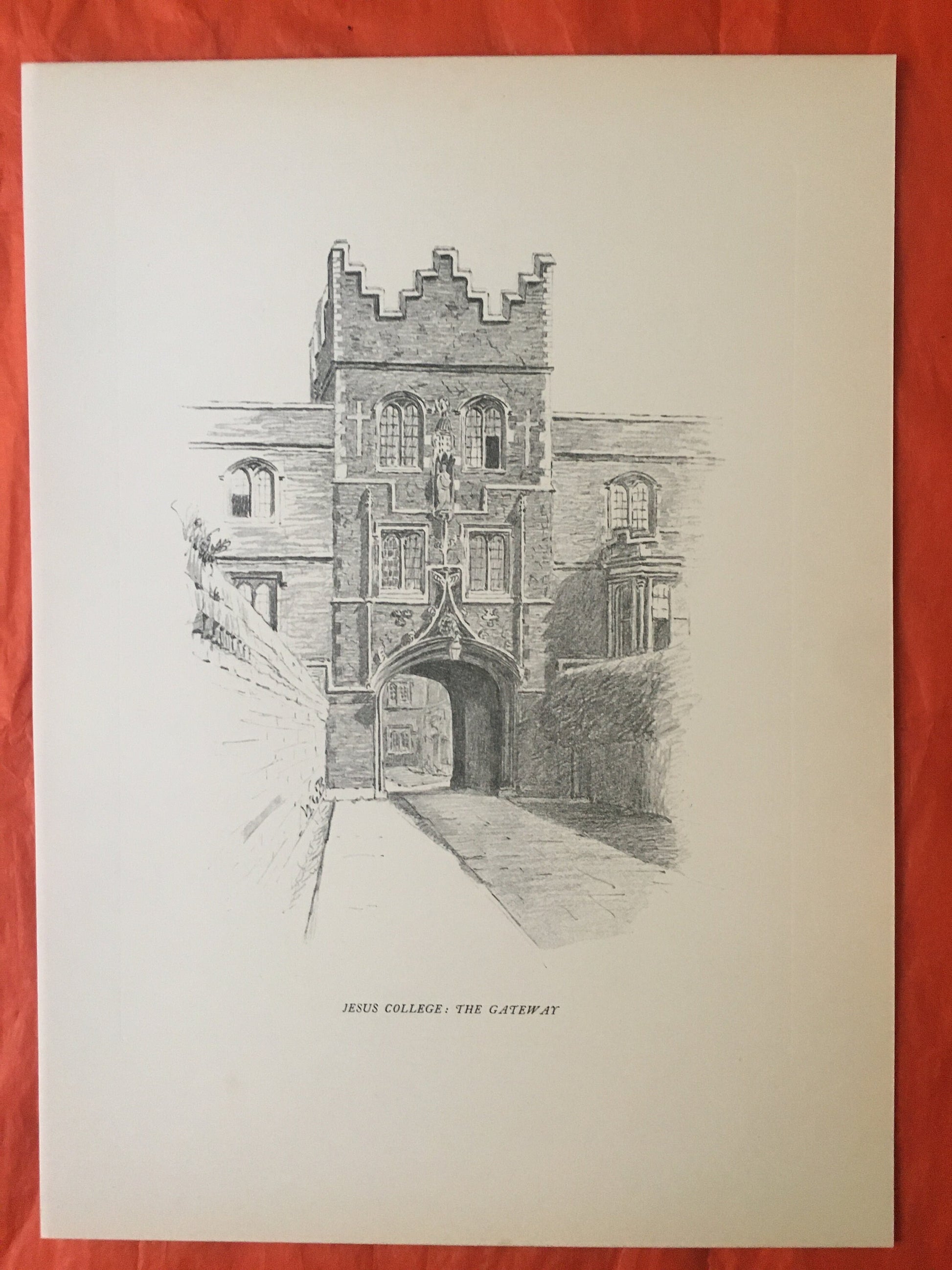 1927 CAMBRIDGE - JESUS COLLEGE by W.G. Blackall - Original Print - Cambridge University Print - Architecture, History - Over 90 Years Old