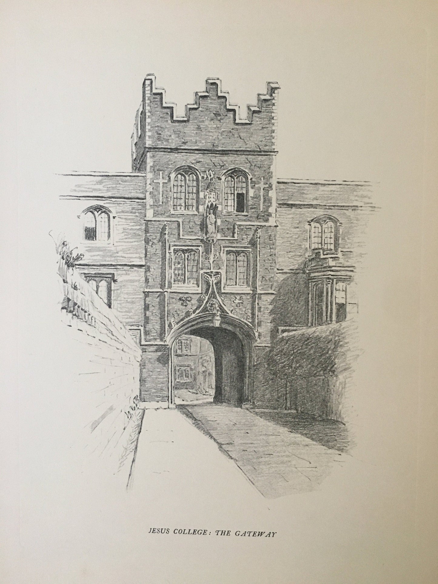 1927 CAMBRIDGE - JESUS COLLEGE by W.G. Blackall - Original Print - Cambridge University Print - Architecture, History - Over 90 Years Old
