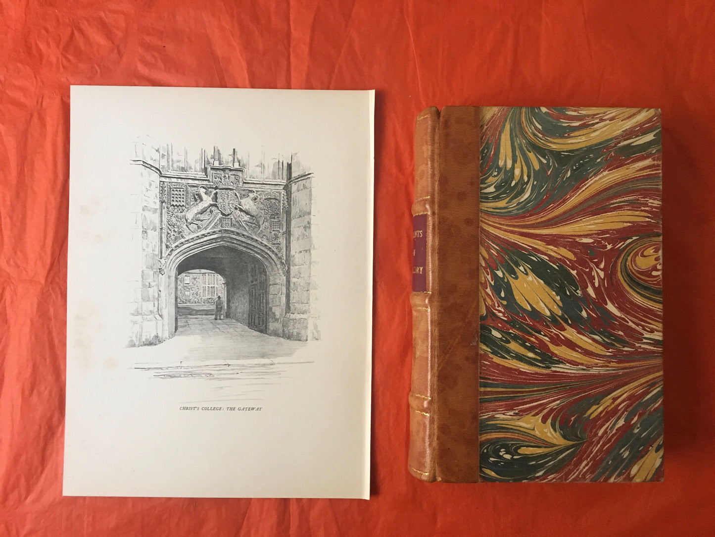 1927 CAMBRIDGE - CHRIST'S COLLEGE by W.G. Blackall - Original Print - Cambridge University Print - Architecture, History - Over 90 Years Old