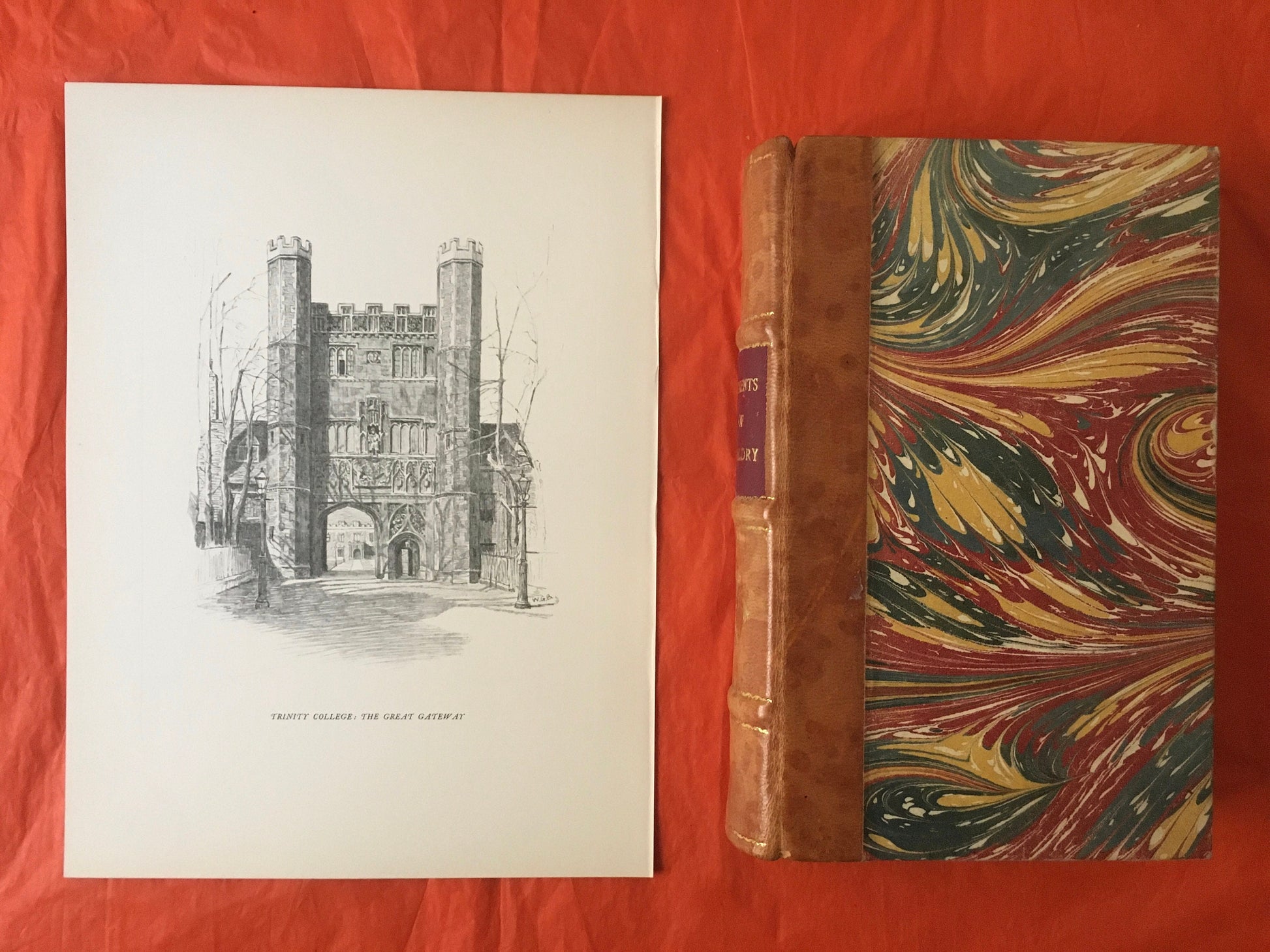 1927 CAMBRIDGE - TRINITY COLLEGE, by W.G. Blackall - Original Print - Cambridge University Print - Over 90 Years Old