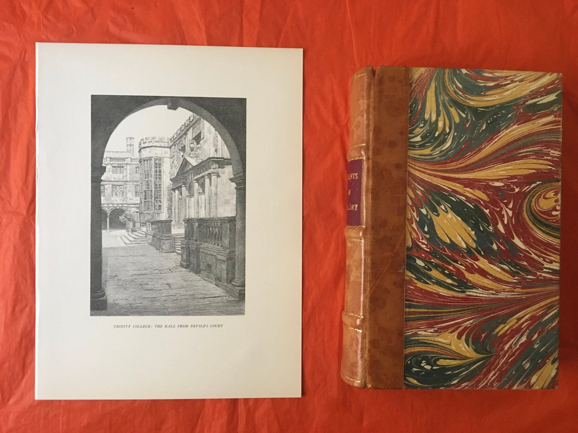 1927 CAMBRIDGE - TRINITY COLLEGE Hall, from Nevile's Gate, by W.G Blackall - Original Print - Cambridge University Print - Over 90 Years Old