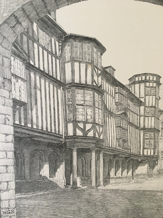 1927 CAMBRIDGE - QUEEN'S COLLEGE, President's Lodge, by W.G. Blackall - Original Print - Cambridge University Print - Over 90 Years Old