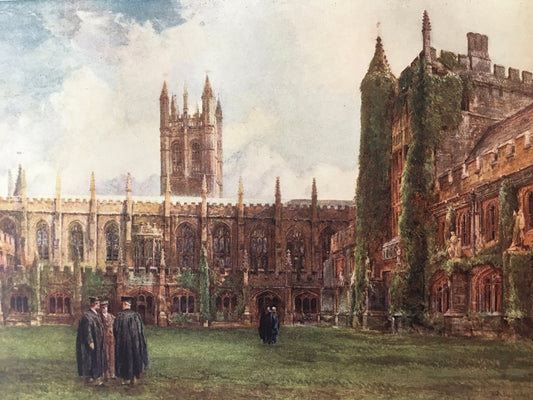 1903 OXFORD - MAGDALEN COLLEGE Cloisters, Oxford University - John Fulleylove - Antique Oxford Print - 120 Years Old