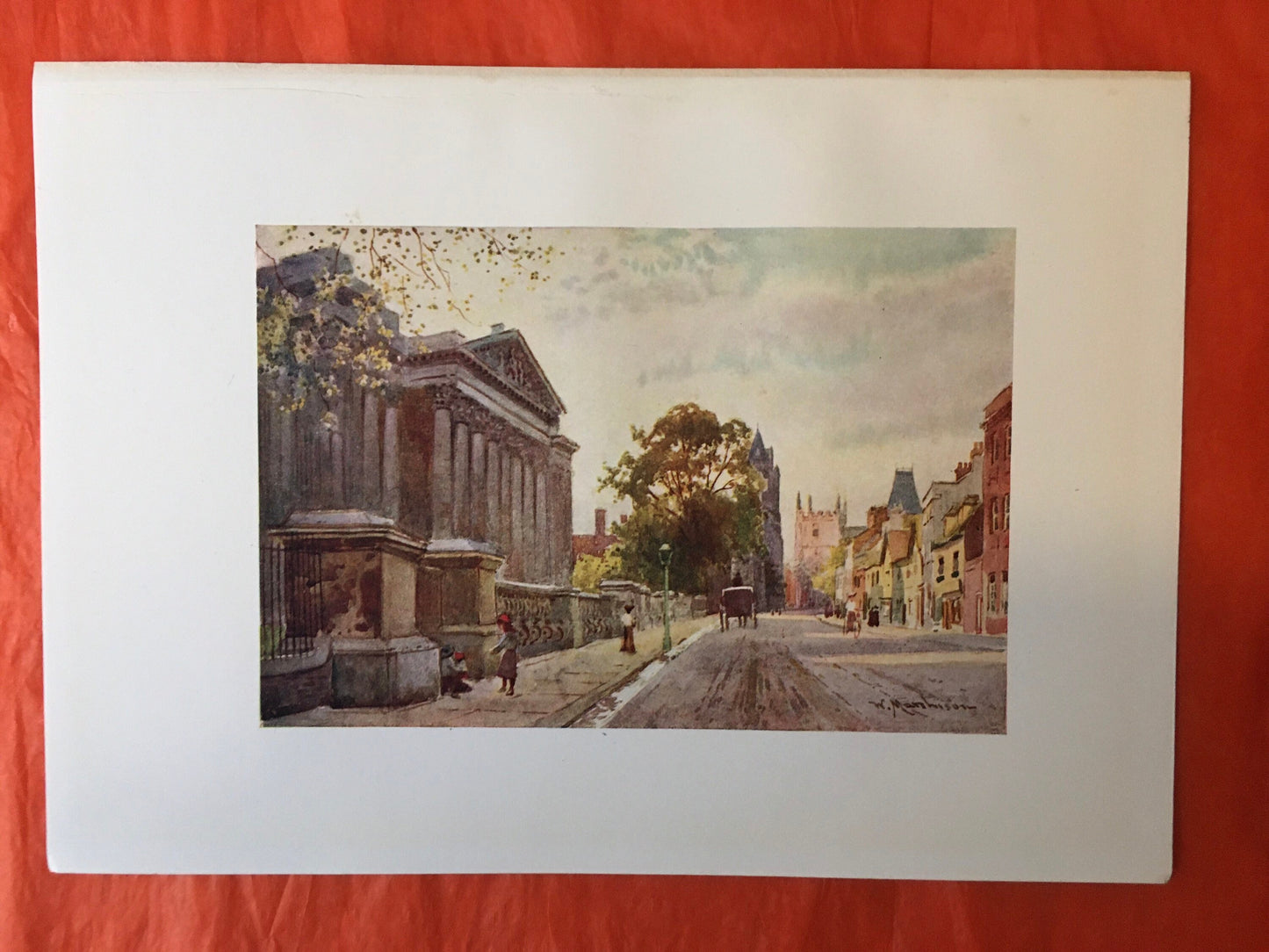 1907 CAMBRIDGE - FITZWILLIAM MUSEUM - William Mathison - Cambridge University Print - Cambridge Painting - 116 Years Old