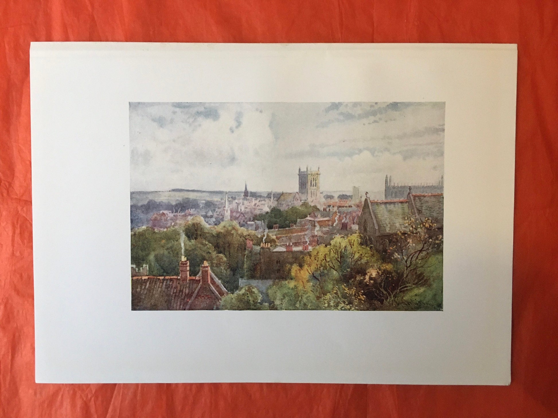 1907 CAMBRIDGE From CASTLE HILL - William Mathison - Cambridge University - Cambridge Painting - 116 Years Old