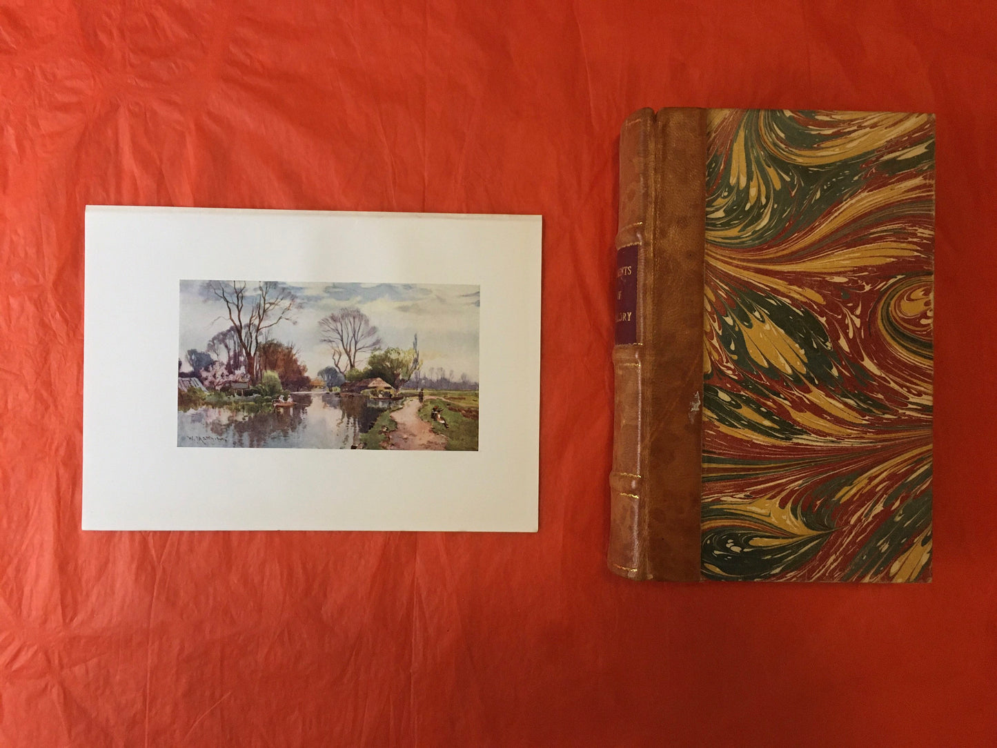 1907 CAMBRIDGE - BOATHOUSE on Robinson Crusoe's Island - William Mathison - Cambridge University - Cambridge Painting - 116 Years Old