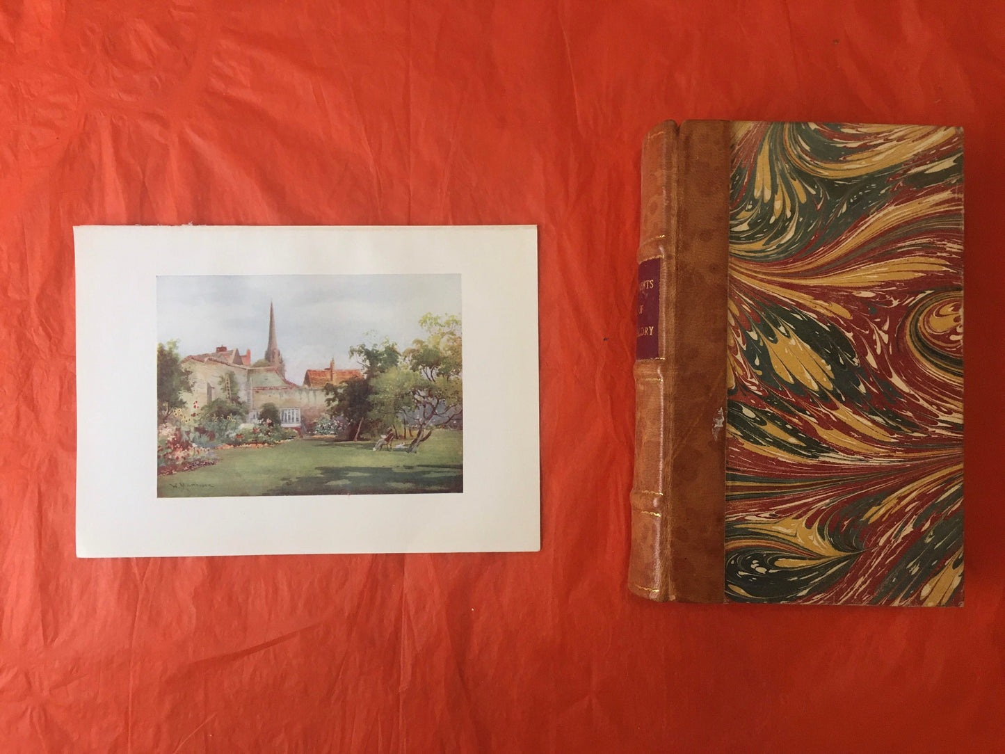 1907 CAMBRIDGE - CHRIST'S COLLEGE Fellows' Garden - William Mathison Painting - Cambridge University - Cambridge Painting - 116 Years Old