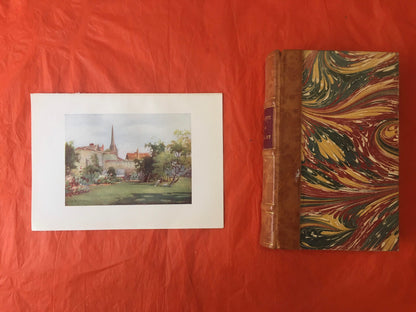 1907 CAMBRIDGE - CHRIST'S COLLEGE Fellows' Garden - William Mathison Painting - Cambridge University - Cambridge Painting - 116 Years Old