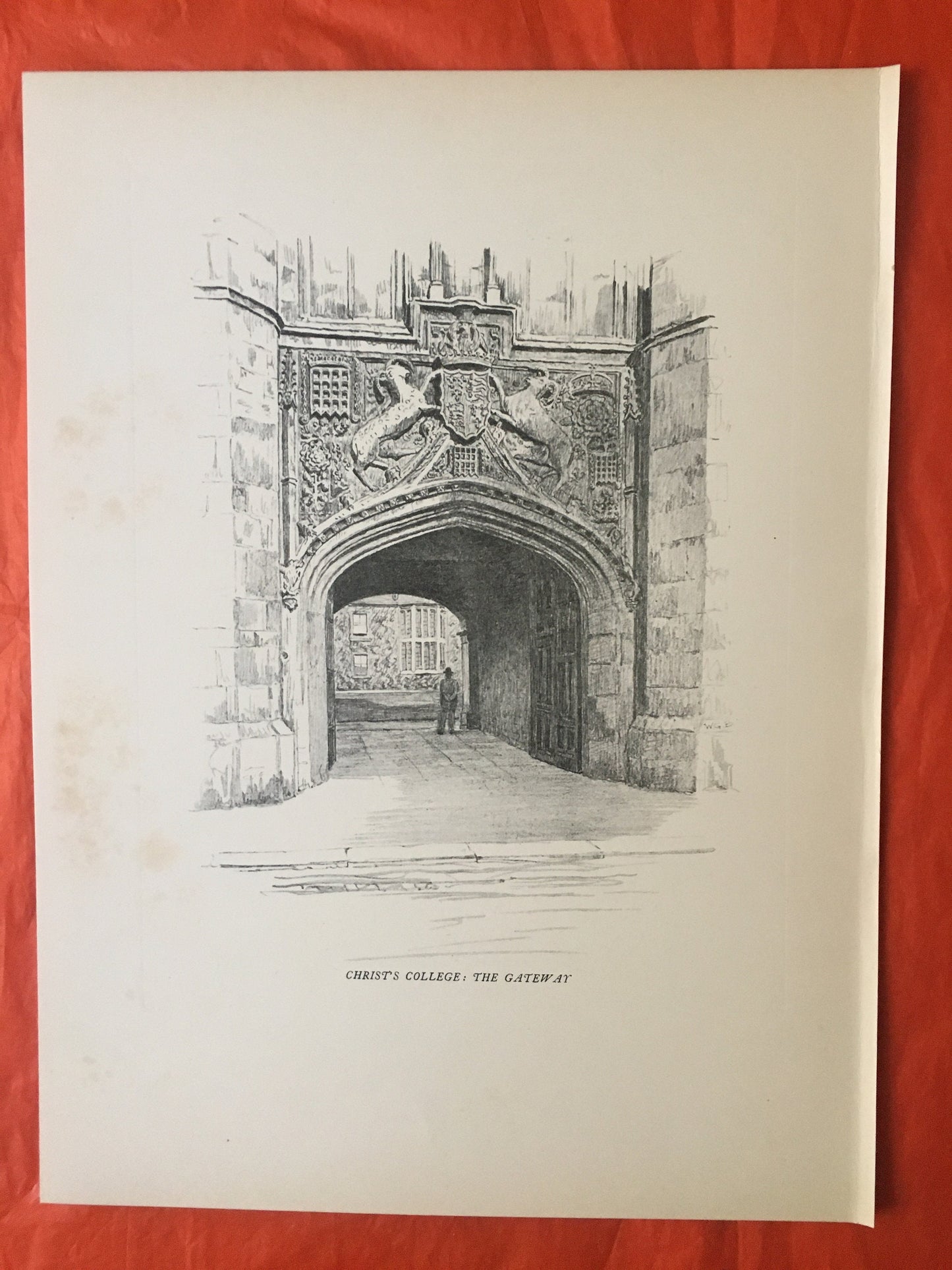 1927 CAMBRIDGE - CHRIST'S COLLEGE by W.G. Blackall - Original Print - Cambridge University Print - Architecture, History - Over 90 Years Old