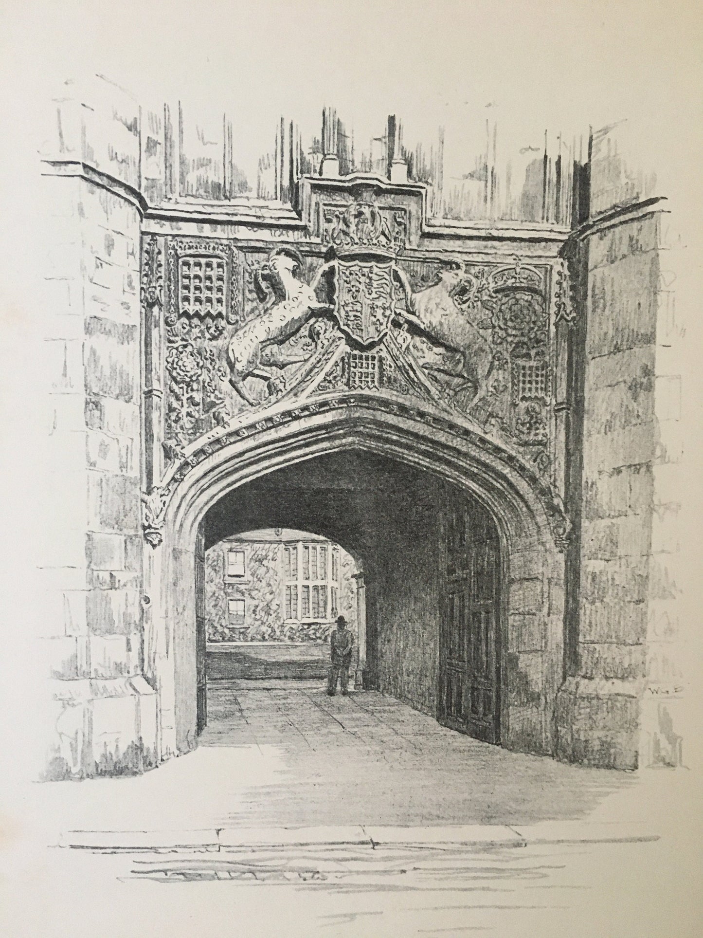 1927 CAMBRIDGE - CHRIST'S COLLEGE by W.G. Blackall - Original Print - Cambridge University Print - Architecture, History - Over 90 Years Old