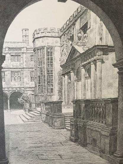 1927 CAMBRIDGE - TRINITY COLLEGE Hall, from Nevile's Gate, by W.G Blackall - Original Print - Cambridge University Print - Over 90 Years Old