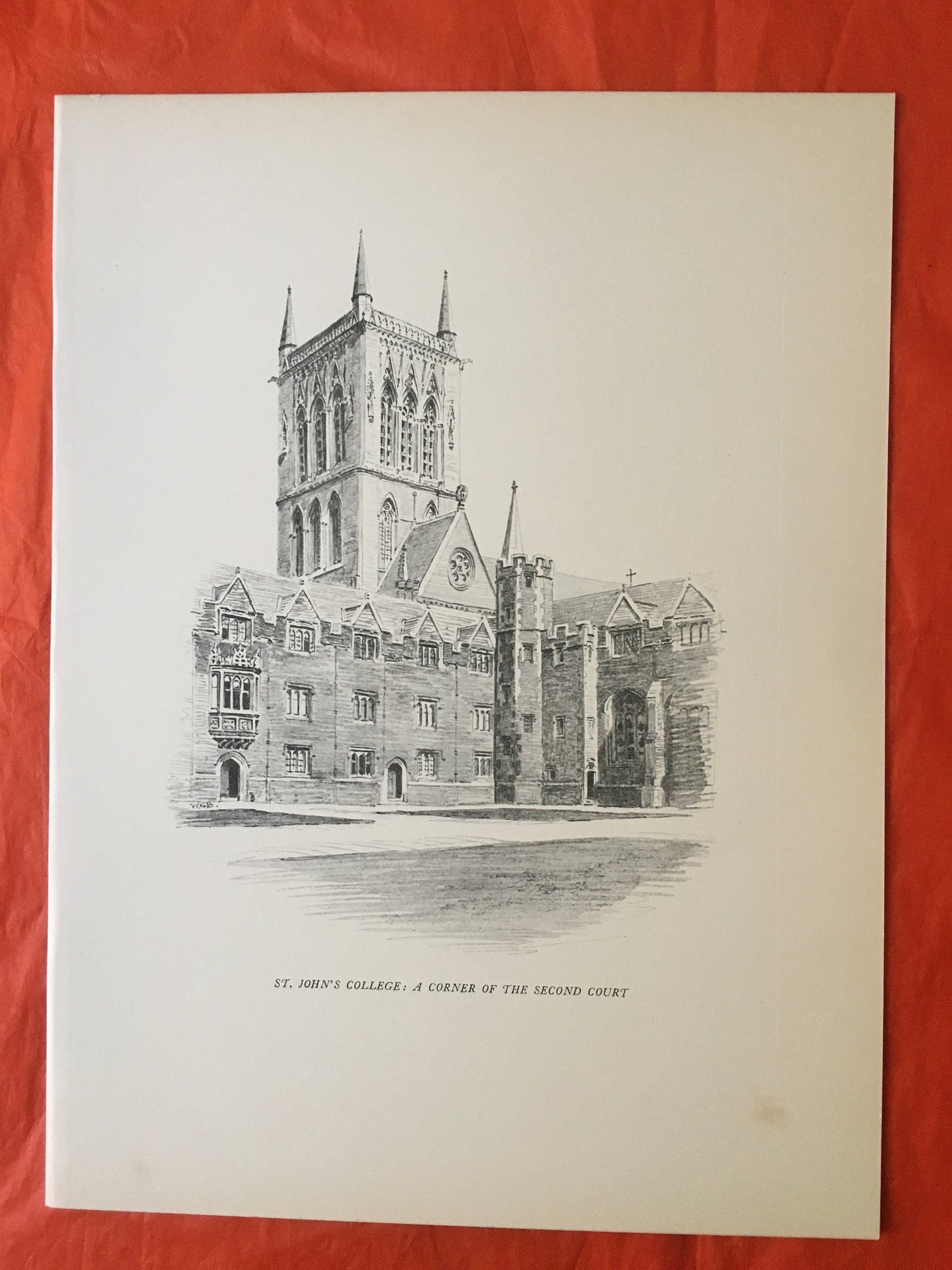 1927 CAMBRIDGE - St JOHN'S COLLEGE, by W.G. Blackall - Original Print - Cambridge University Print - Over 90 Years Old